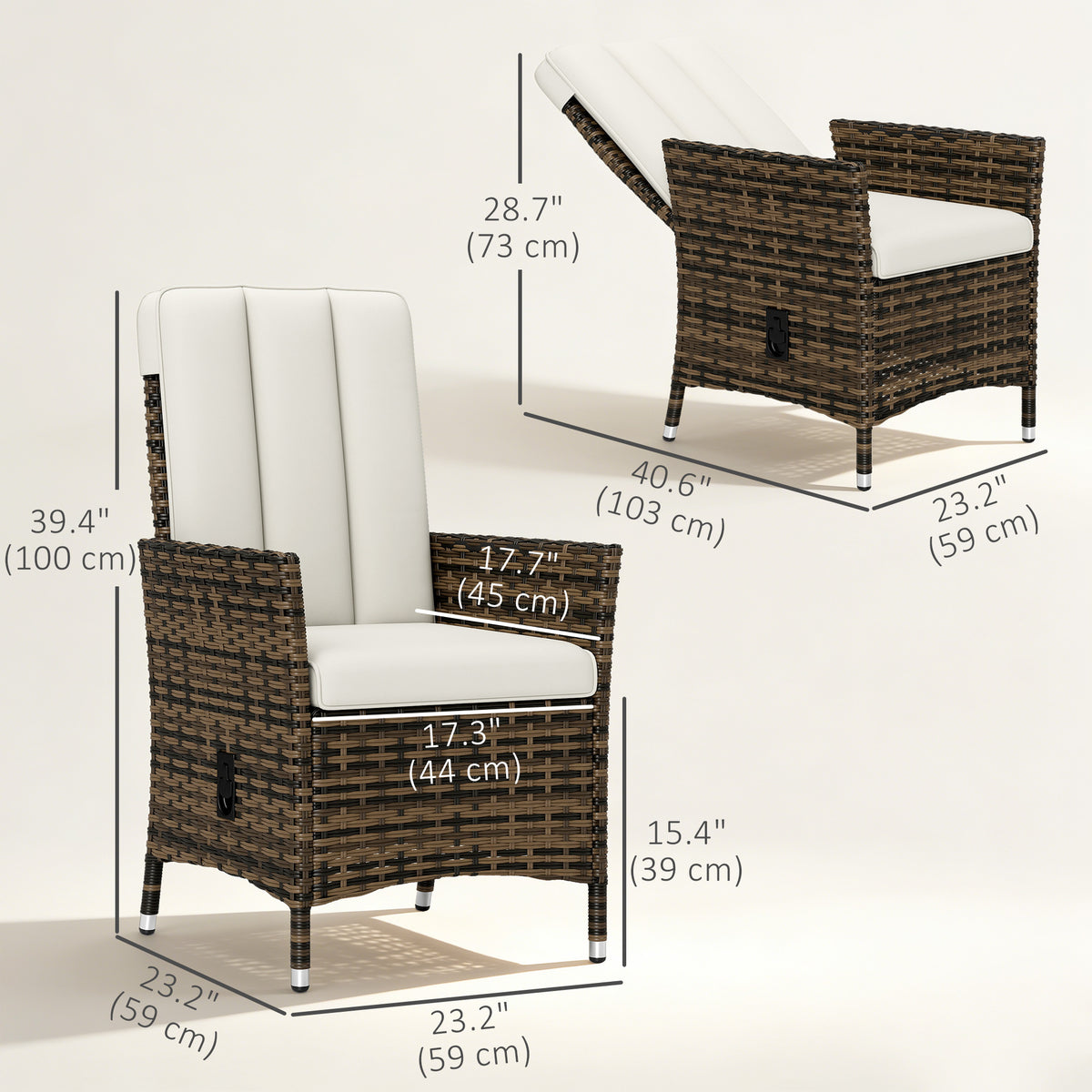 Wicker Recliner Chair - Cream White Adjustable-Recliners-DECOROLALA