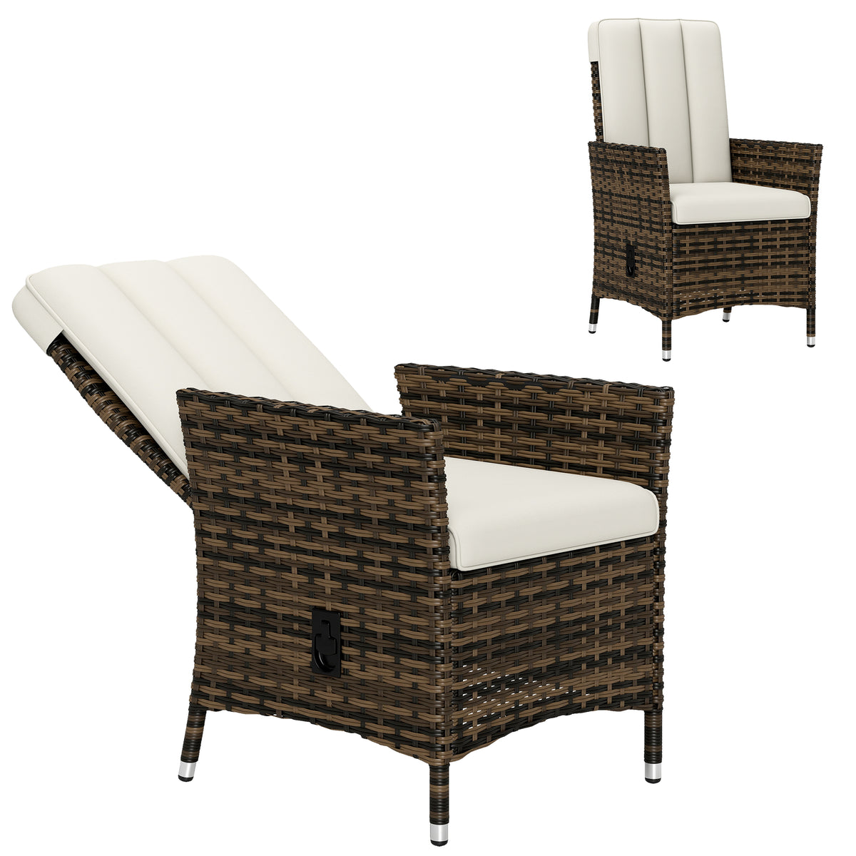 Wicker Recliner Chair - Cream White Adjustable-Recliners-DECOROLALA