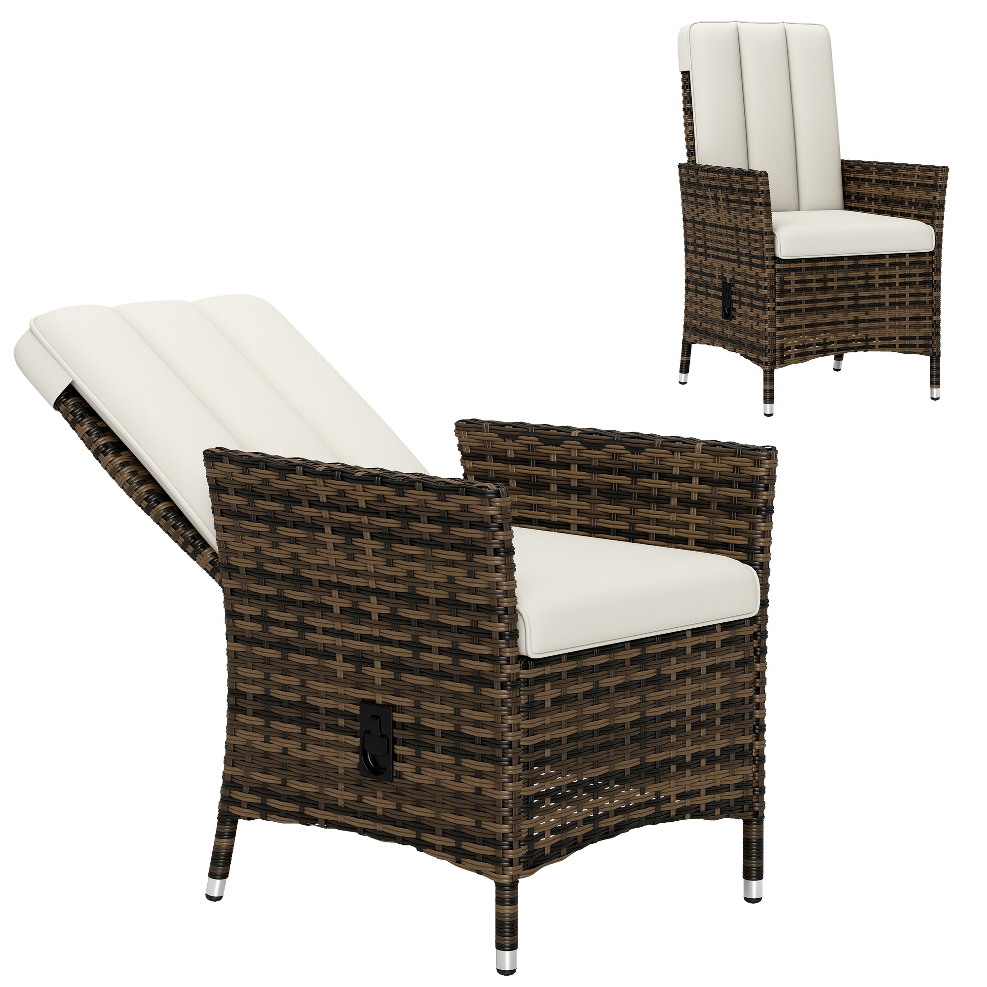 Wicker Recliner Chair - Cream White Adjustable-DECOROLALA