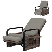 Wicker Reclining Lounge Chair - Light Grey Adjustable-DECOROLALA