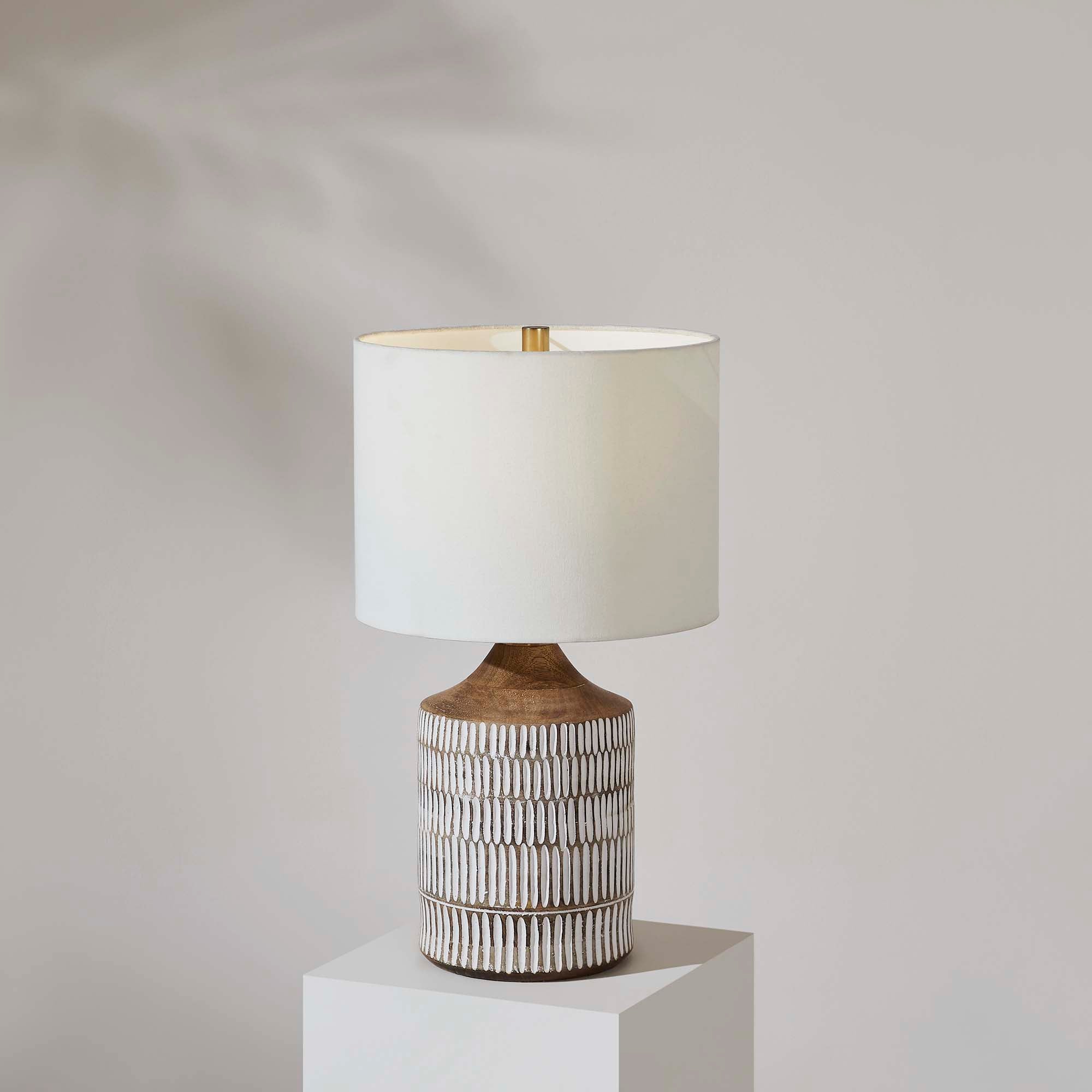 Wickes 24" Table Lamp, White, Mango Wood-Table Lamp-DECOROLALA