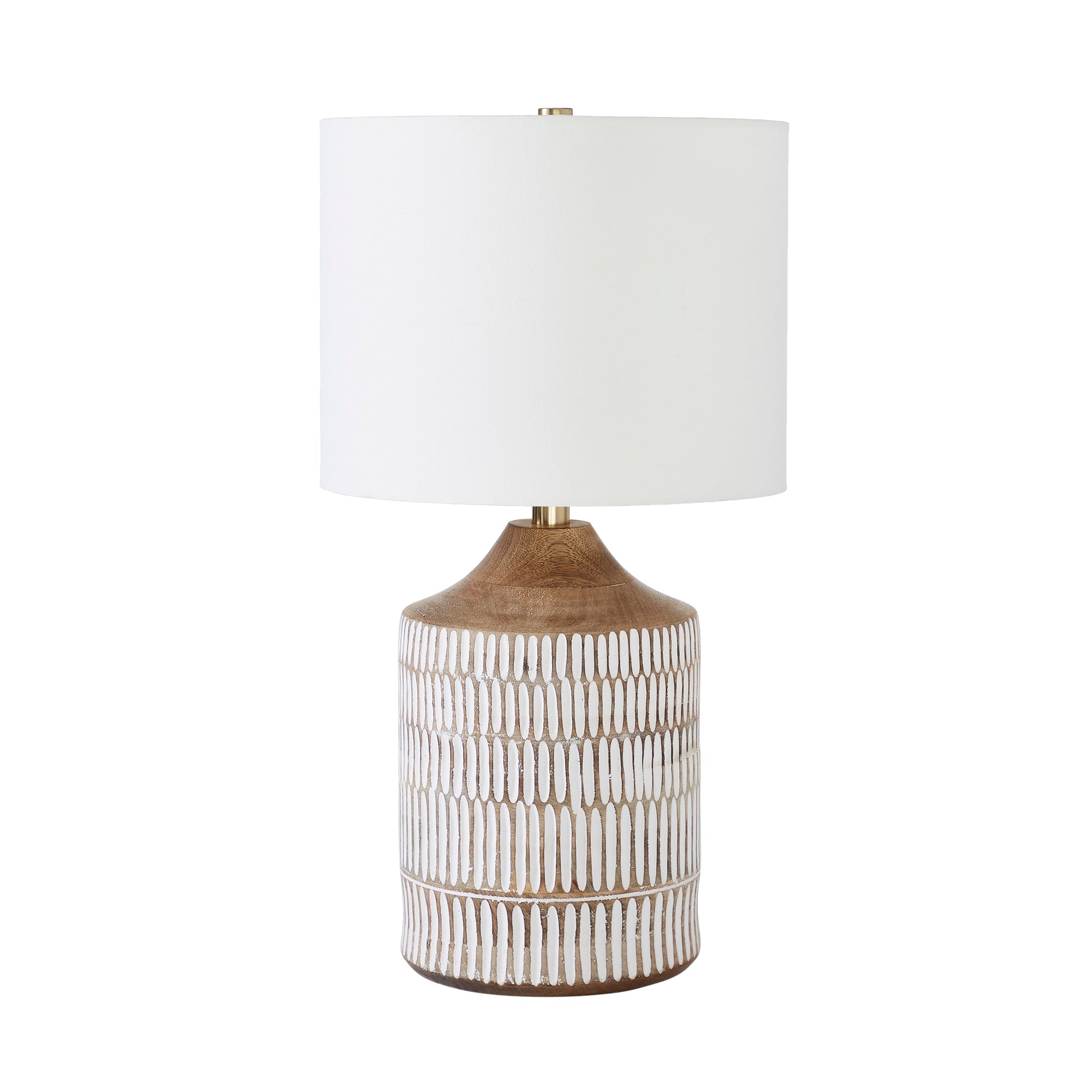 Wickes 24" Table Lamp, White, Mango Wood-Table Lamp-DECOROLALA