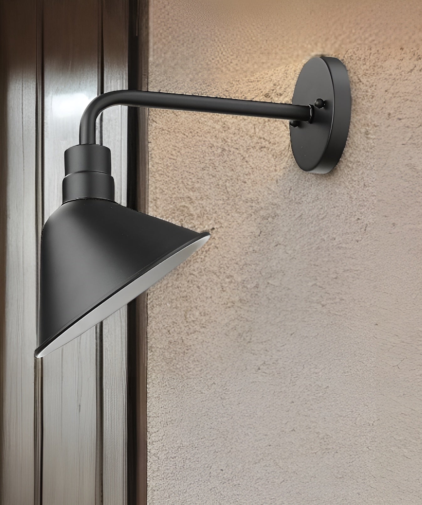 Wide Shade Matte Black LED Wall Light-Outdoor Lighting-DECOROLALA