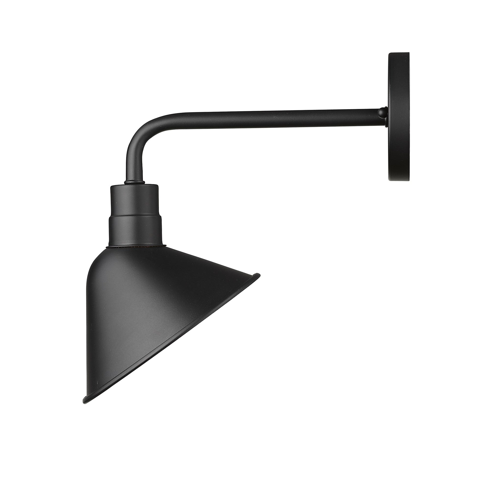 Wide Shade Matte Black LED Wall Light-Outdoor Lighting-DECOROLALA