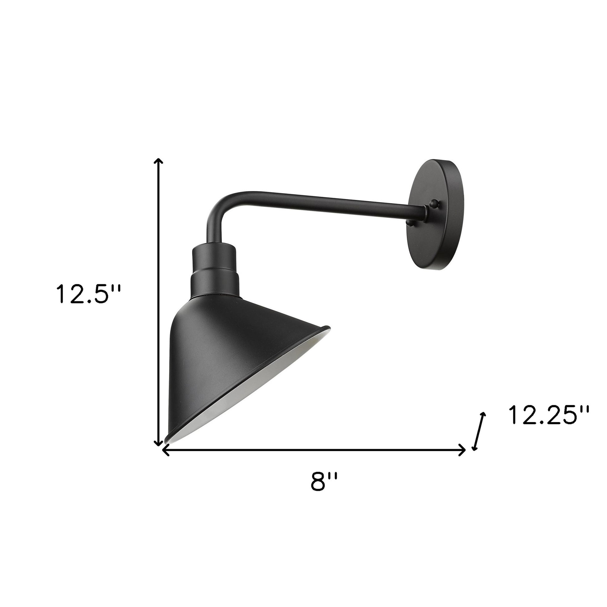 Wide Shade Matte Black LED Wall Light-Outdoor Lighting-DECOROLALA