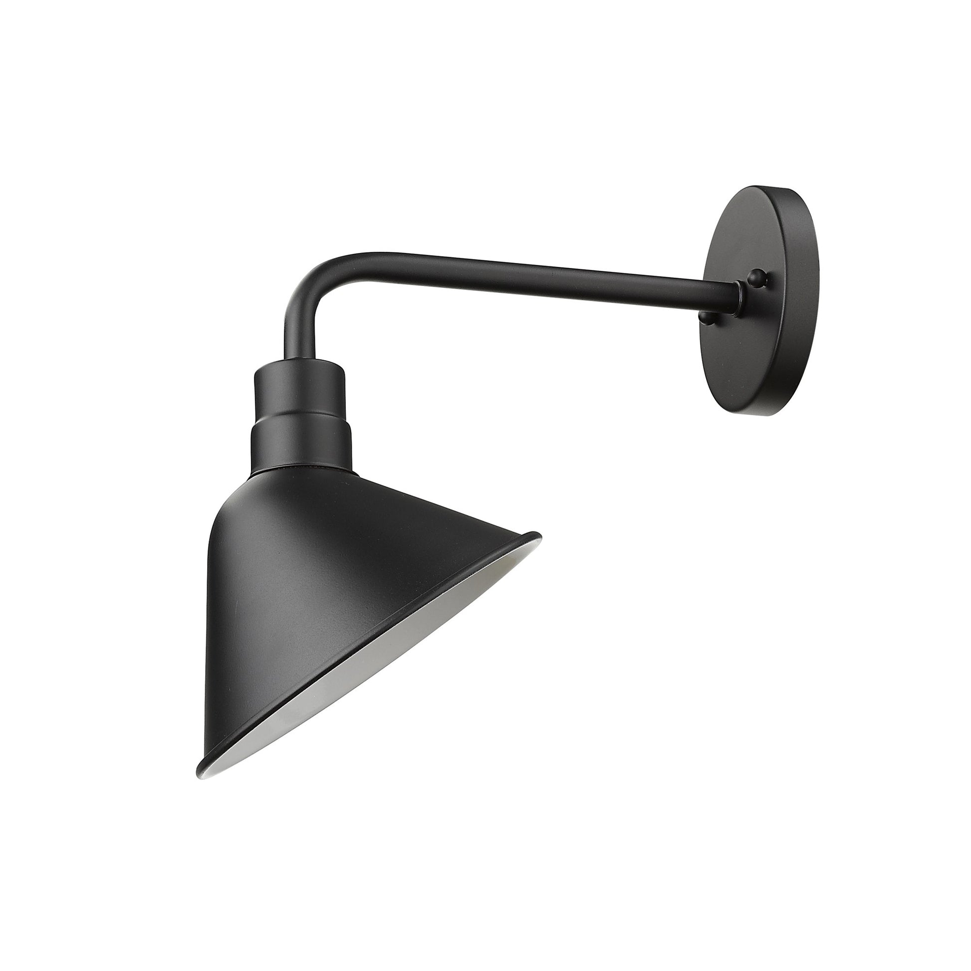 Wide Shade Matte Black LED Wall Light-Outdoor Lighting-DECOROLALA