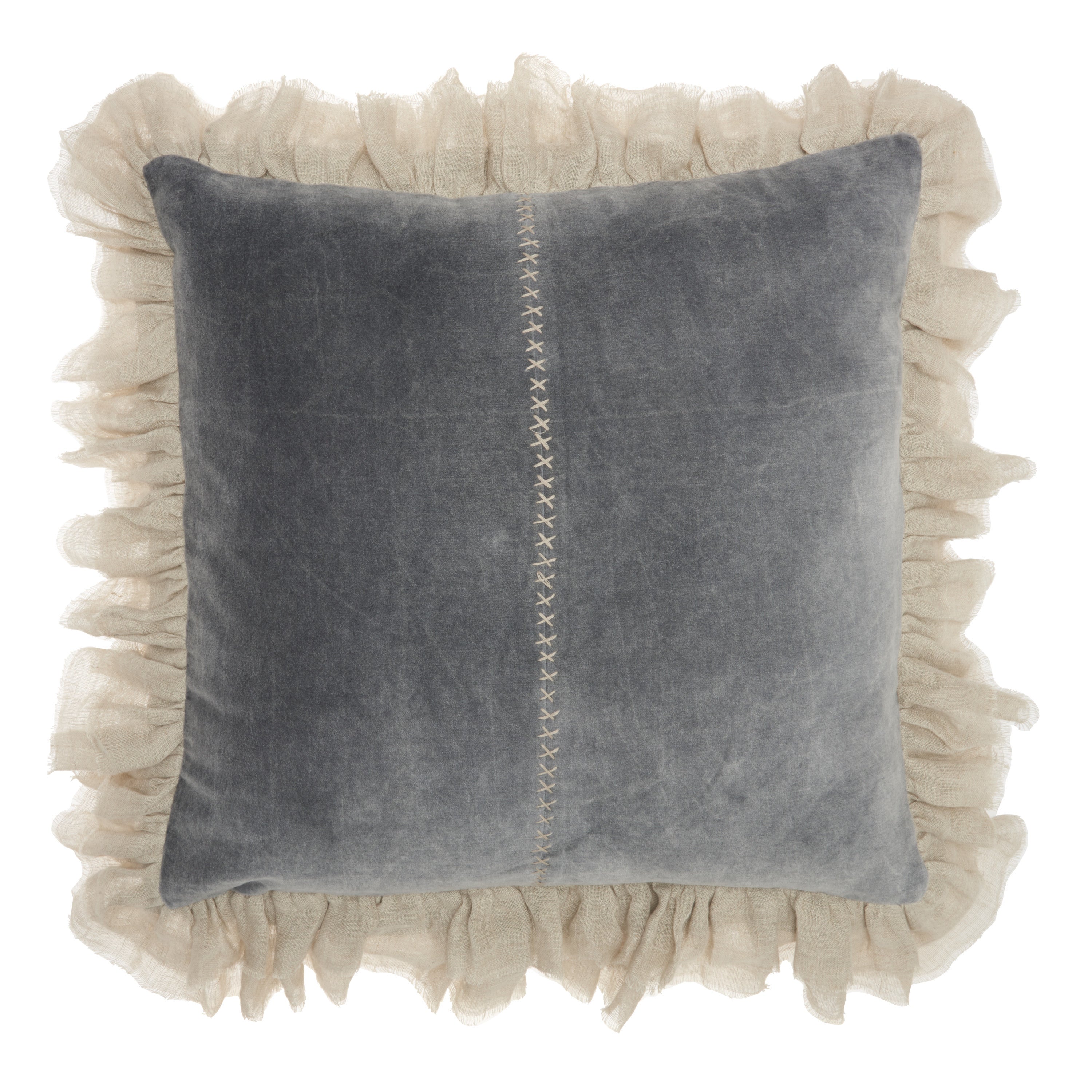 Wide Tasseled Marble Steel Blue Throw Pillow-Accent Throw Pillows-DECOROLALA