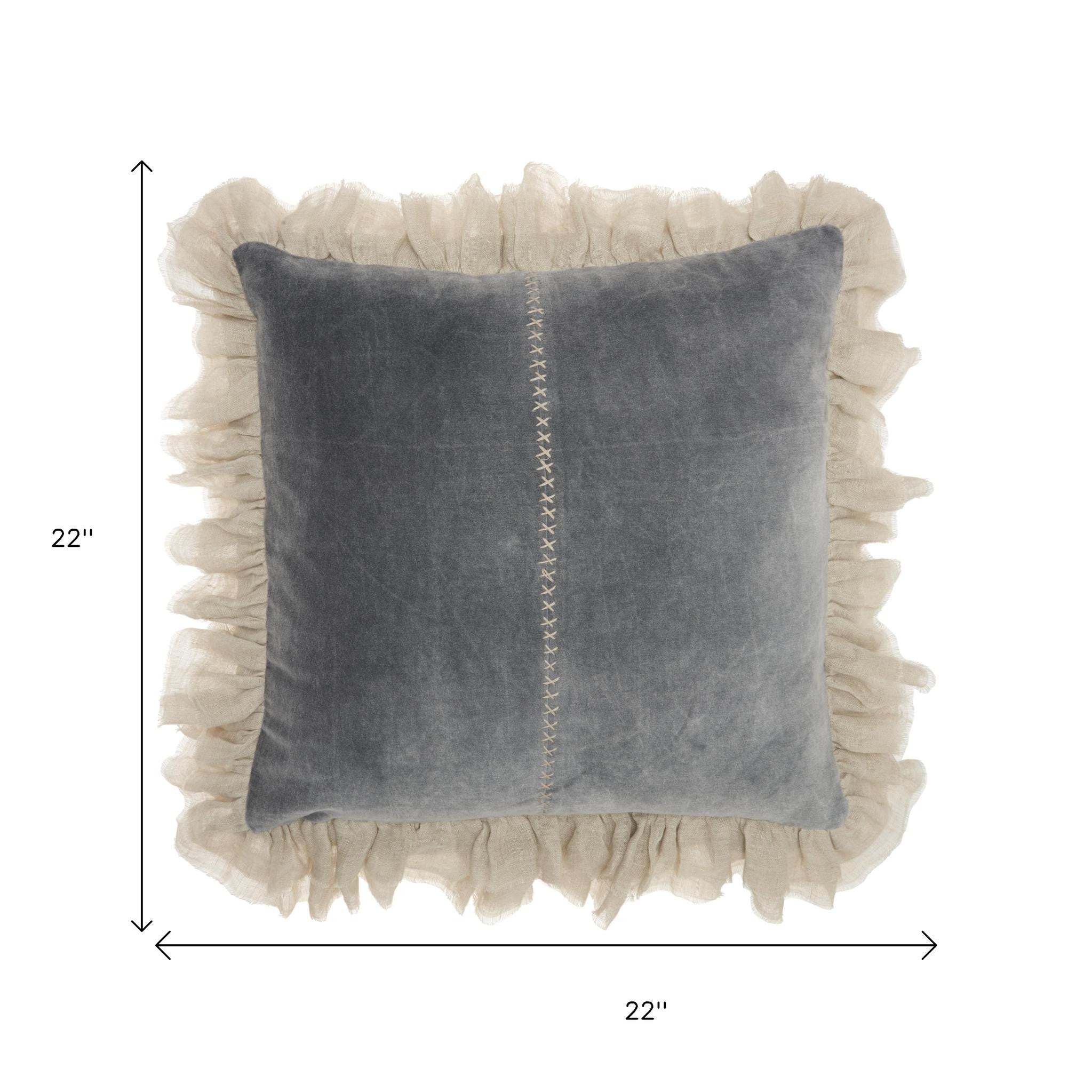 Wide Tasseled Marble Steel Blue Throw Pillow-Accent Throw Pillows-DECOROLALA