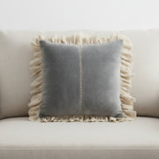 Wide Tasseled Marble Steel Blue Throw Pillow-Accent Throw Pillows-DECOROLALA