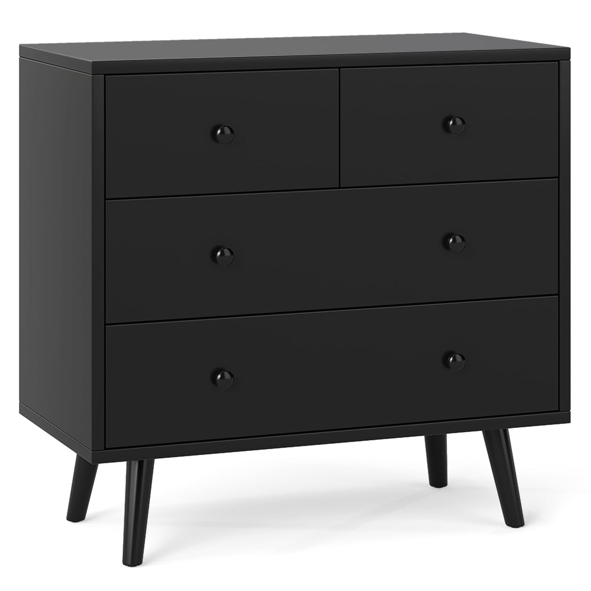 Wide Wooden Dresser 4 Drawers Black (min order qty 2)-Dressers & Chests-DECOROLALA