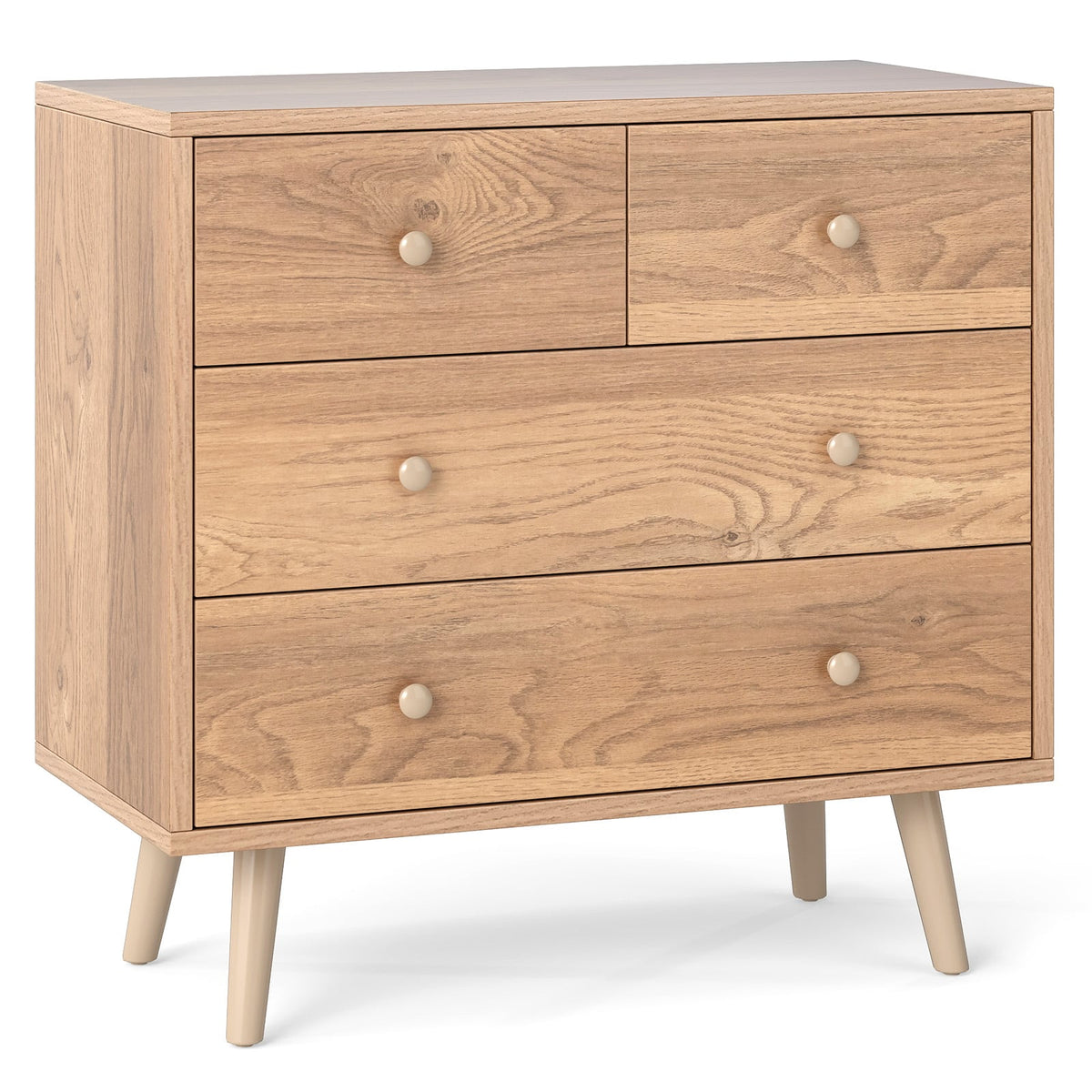 Wide Wooden Dresser with 4 Drawers - Natural (min order qty 2)-Dressers & Chests-DECOROLALA