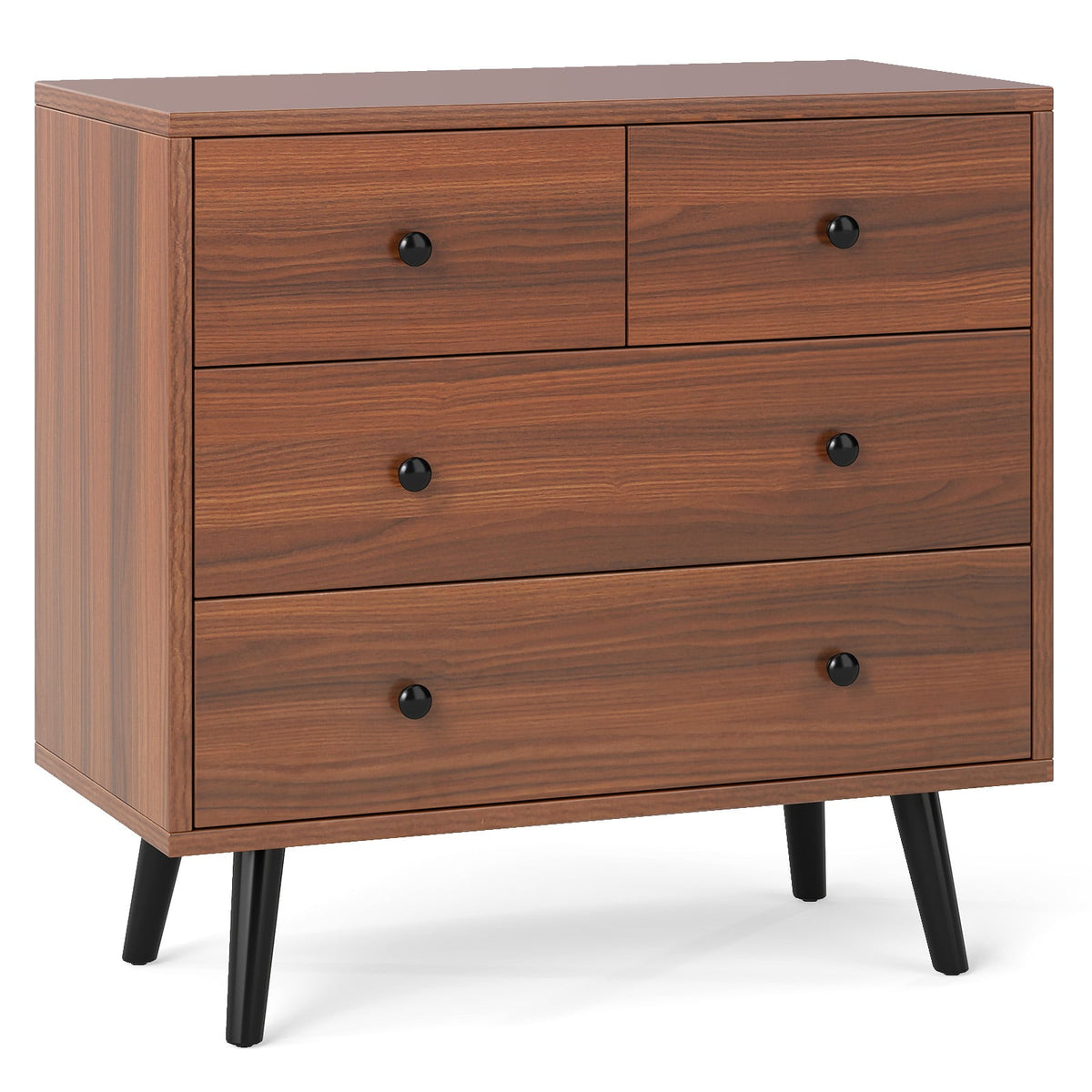 Wide Wooden Dresser with 4 Drawers for Bedroom Living Room-Walnut-Dressers & Chests-DECOROLALA