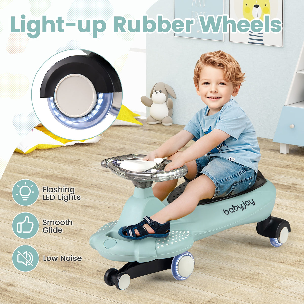 Wiggle Car with Hauling Rope Ride on Toy with Under-Seat Storage