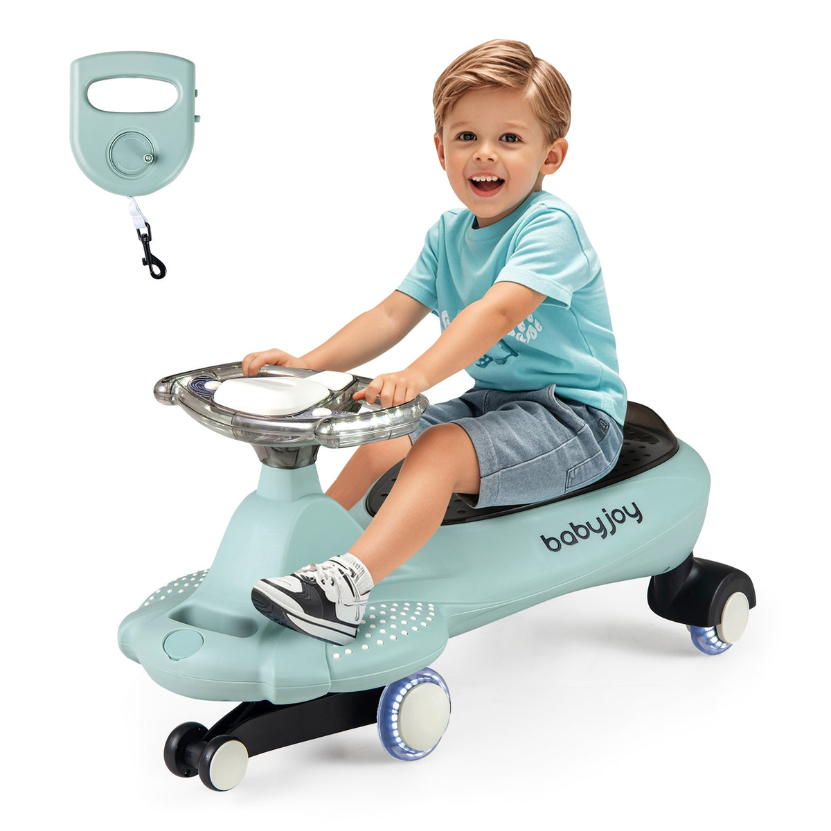 Wiggle Car with Hauling Rope Ride on Toy with Under-Seat Storage