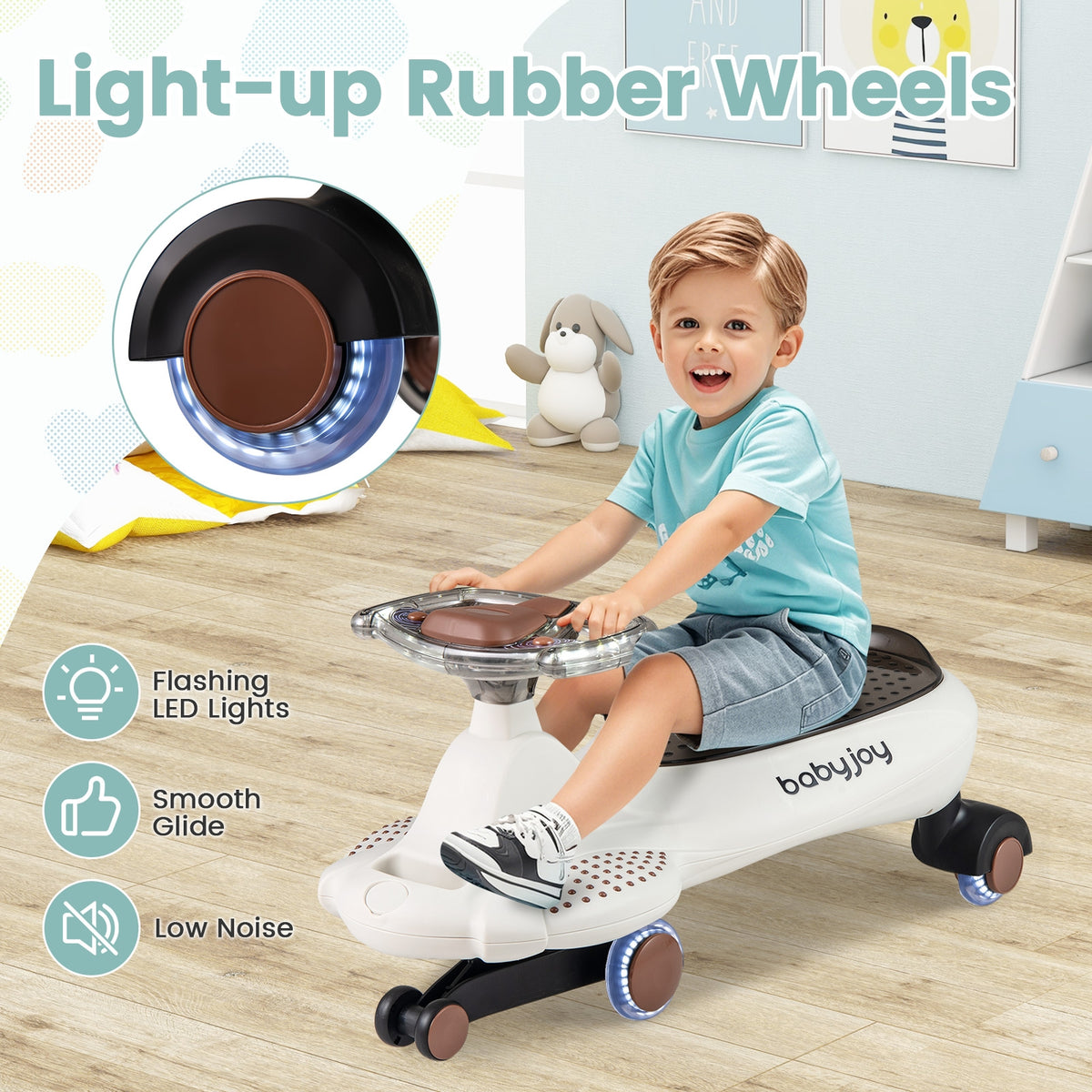 Wiggle Car with Hauling Rope Ride on Toy with Under-Seat Storage