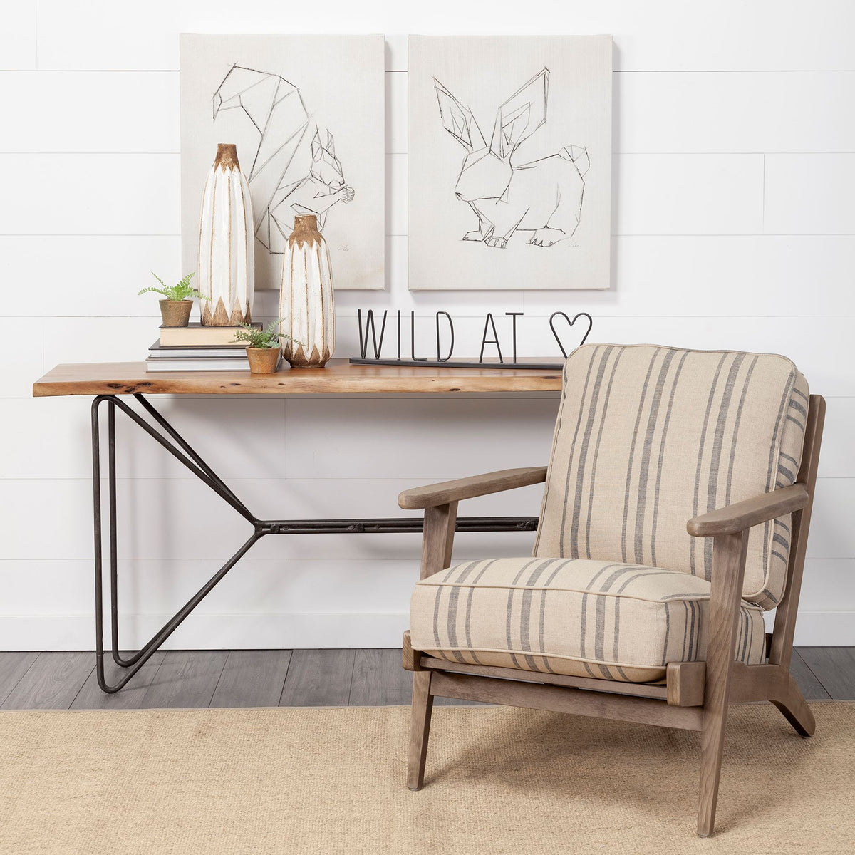 Wild at Heart Black Metal Sign - 24"L x 1"W-Decorative Objects-DECOROLALA