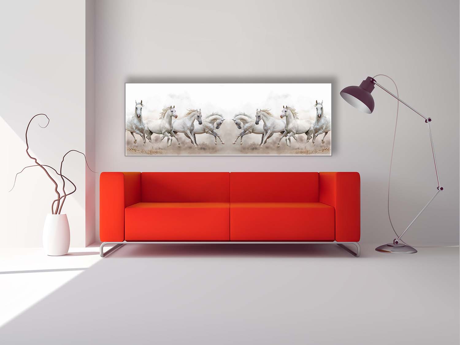 Wildlife Canvas-Arabian Horses White Sky-Wall Art-Wall Art-DECOROLALA