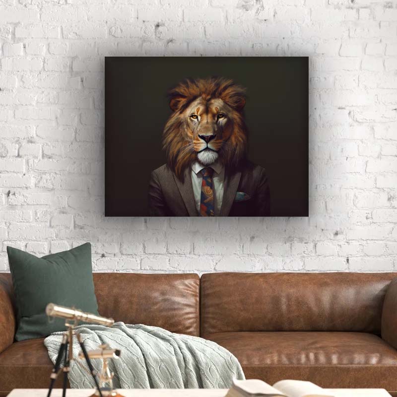 Wildlife Canvas Art - Boss Lion 48x36 Inches-Wall Art-DECOROLALA