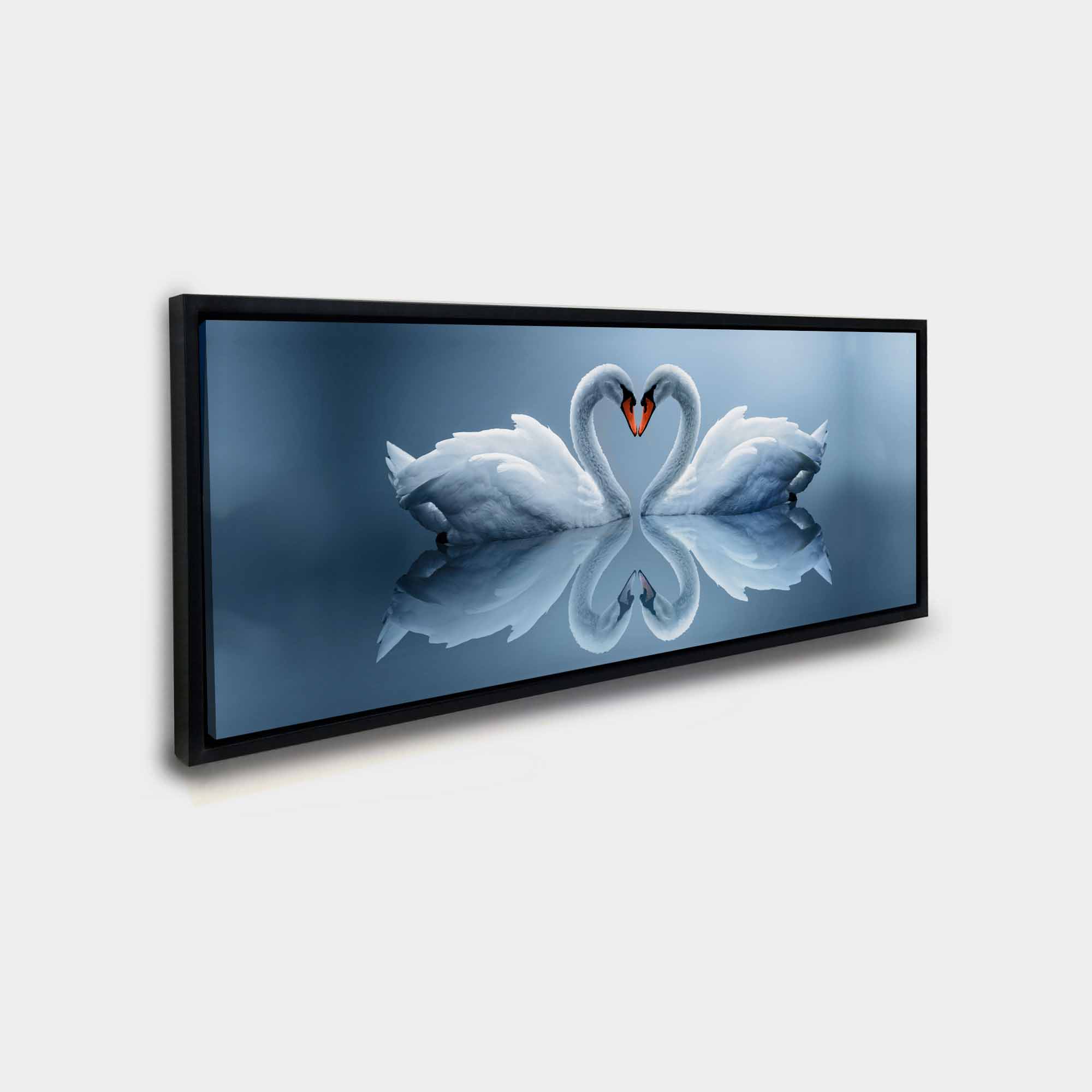 Wildlife Wall Art Kissing Swans Canvas 72x24-Wall Art-DECOROLALA