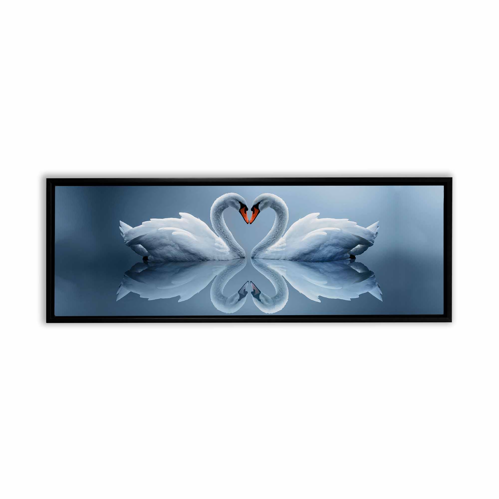 Wildlife Wall Art Kissing Swans Canvas 72x24-Wall Art-DECOROLALA
