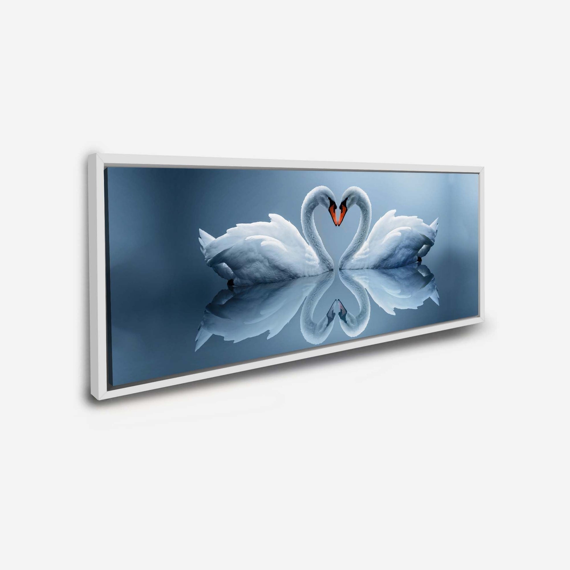 Wildlife Wall Art Kissing Swans Canvas 72x24-Wall Art-DECOROLALA