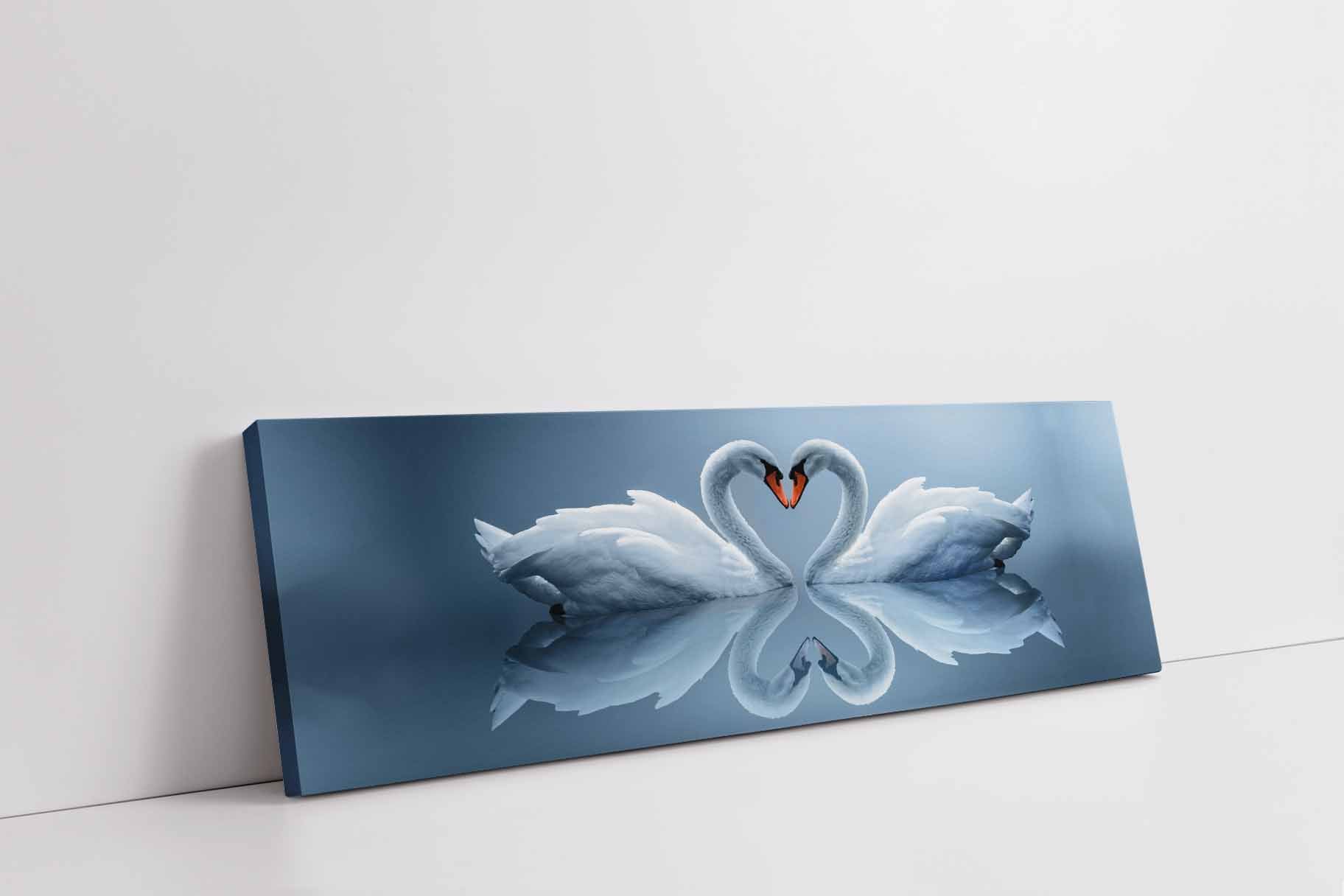 Wildlife Wall Art Kissing Swans Canvas 72x24-Wall Art-DECOROLALA