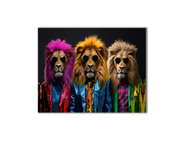 Wildlife Wall Art-The three cool lions-Canvas Print-Gold Varnish-Wall Art-DECOROLALA