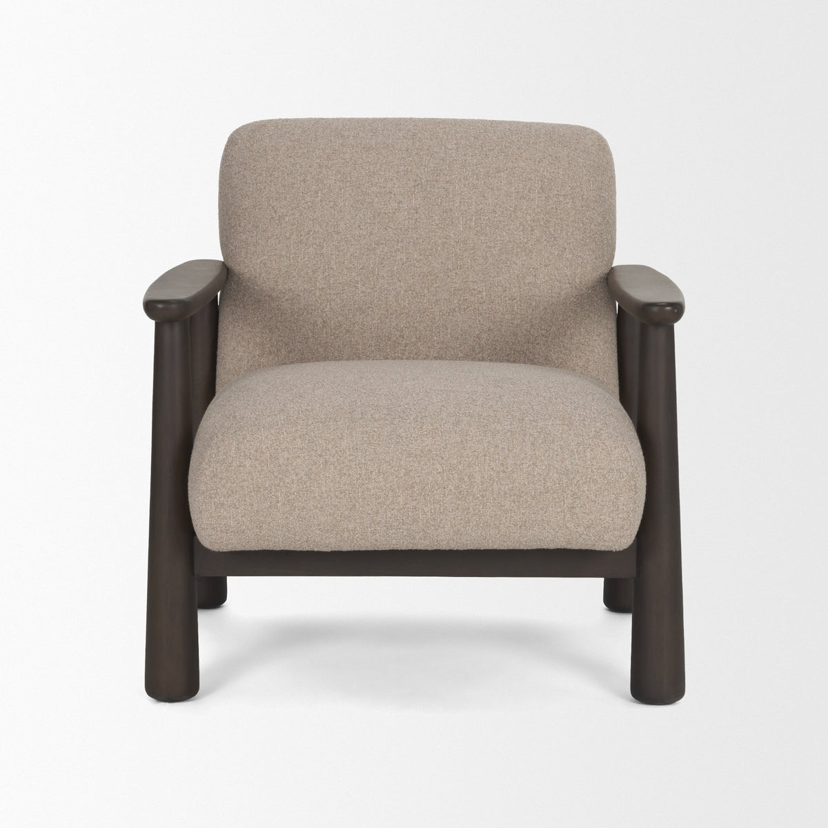 Willmar Textured Mushroom Gray Fabric Espresso Brown Wood Accent Lounge Chair-Accent Chairs-DECOROLALA