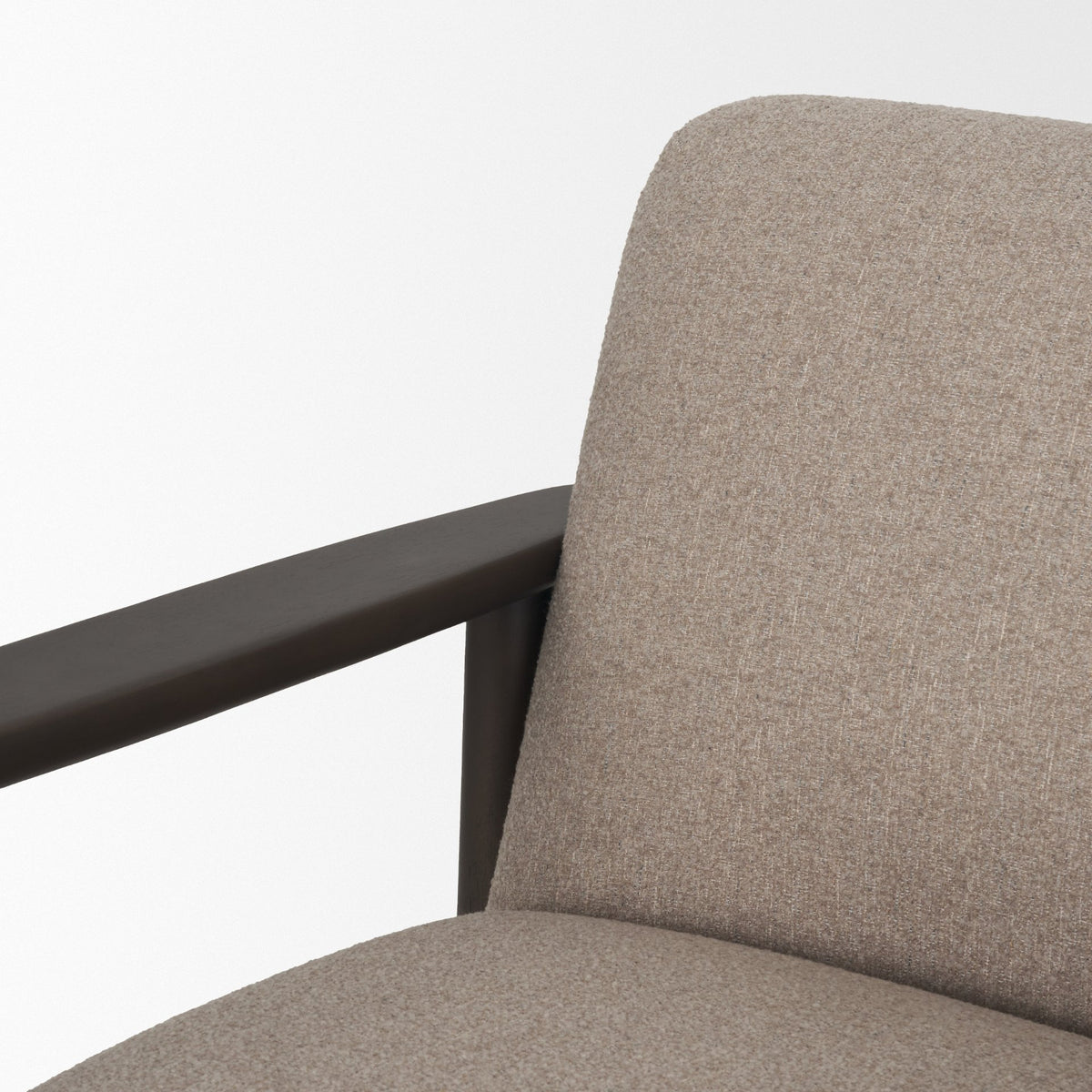 Willmar Textured Mushroom Gray Fabric Espresso Brown Wood Accent Lounge Chair-Accent Chairs-DECOROLALA
