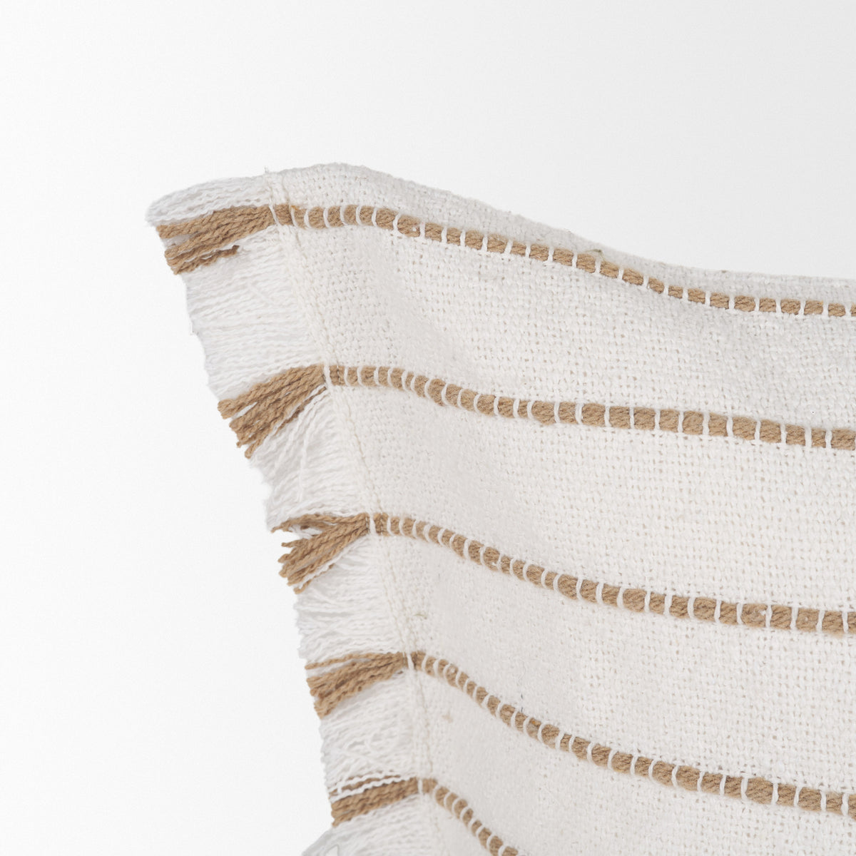 Willow 13x21 Lumbar Cream w/ Camel Stripes Decorative Pillow Cover-Decorative Pillows-DECOROLALA