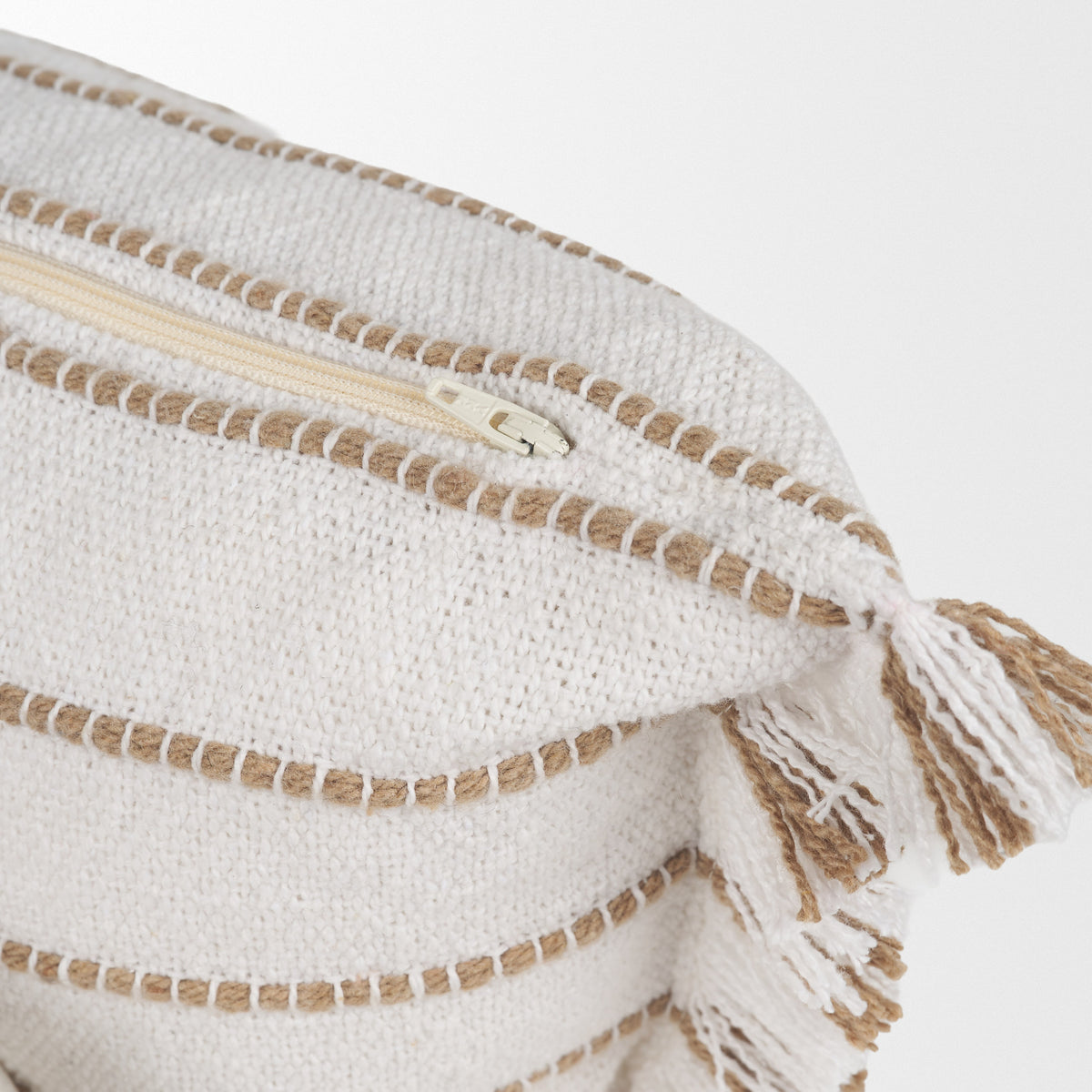 Willow 13x21 Lumbar Cream w/ Camel Stripes Decorative Pillow Cover-Decorative Pillows-DECOROLALA