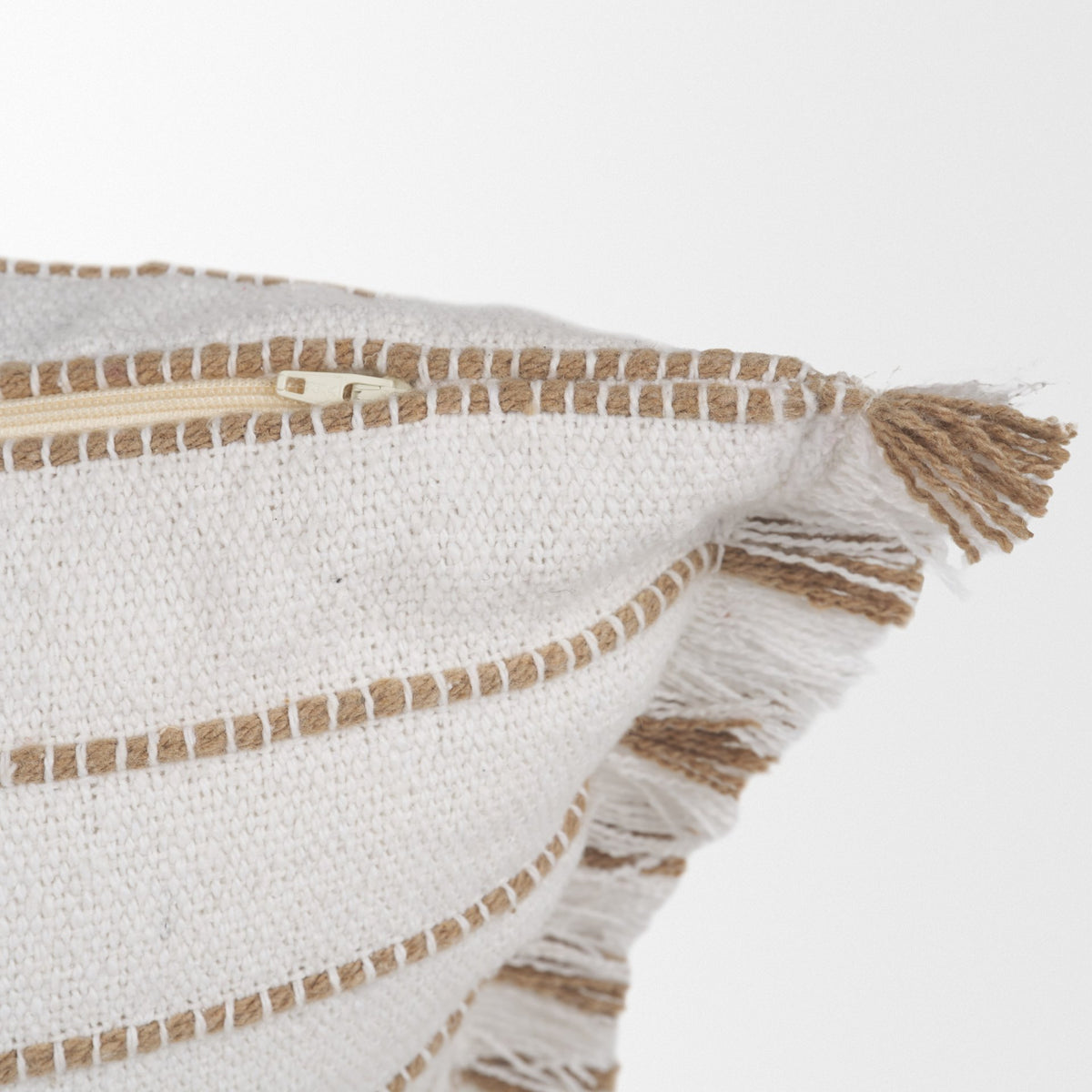 Willow 20x20 Square Cream w/ Camel Stripes Decorative Pillow Cover-Decorative Pillows-DECOROLALA