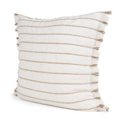Willow 20x20 Square Cream w/ Camel Stripes Decorative Pillow Cover-Decorative Pillows-DECOROLALA