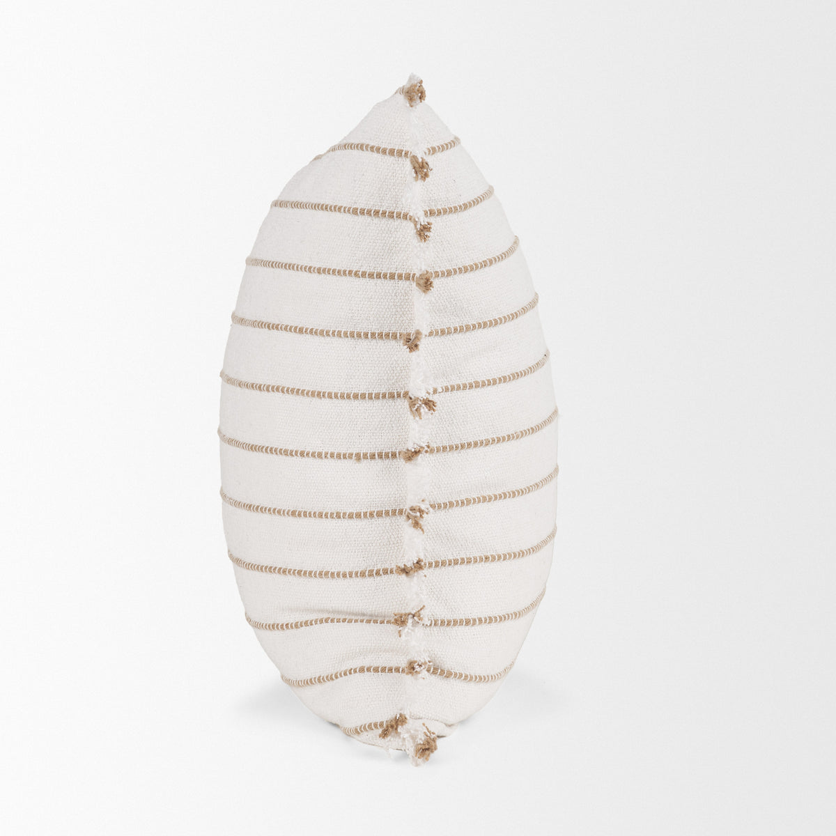 Willow 20x20 Square Cream w/ Camel Stripes Pillow Cover w/Non-Allergen Filler-Decorative Pillows-DECOROLALA