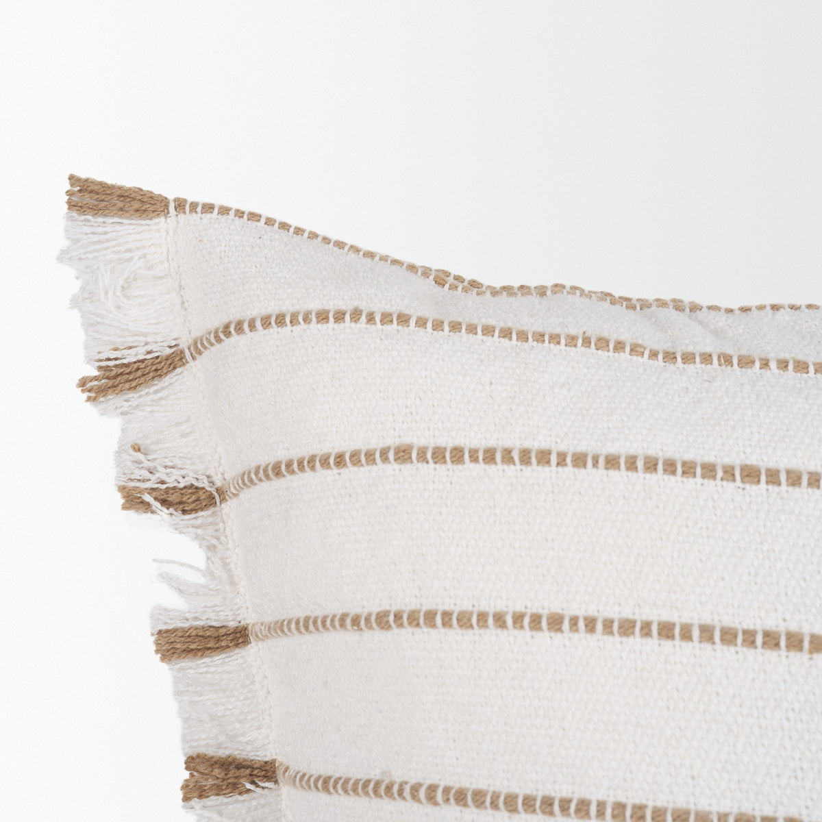 Willow 20x20 Square Cream w/ Camel Stripes Pillow Cover w/Non-Allergen Filler-Decorative Pillows-DECOROLALA