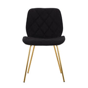 Willow Black Tufted Accent Chair with Gold Legs (set of 2)-Dining Room-DECOROLALA