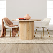 Willow Cream Tufted Accent Chair with Gold Legs (Set of 2)-Dining Room-DECOROLALA