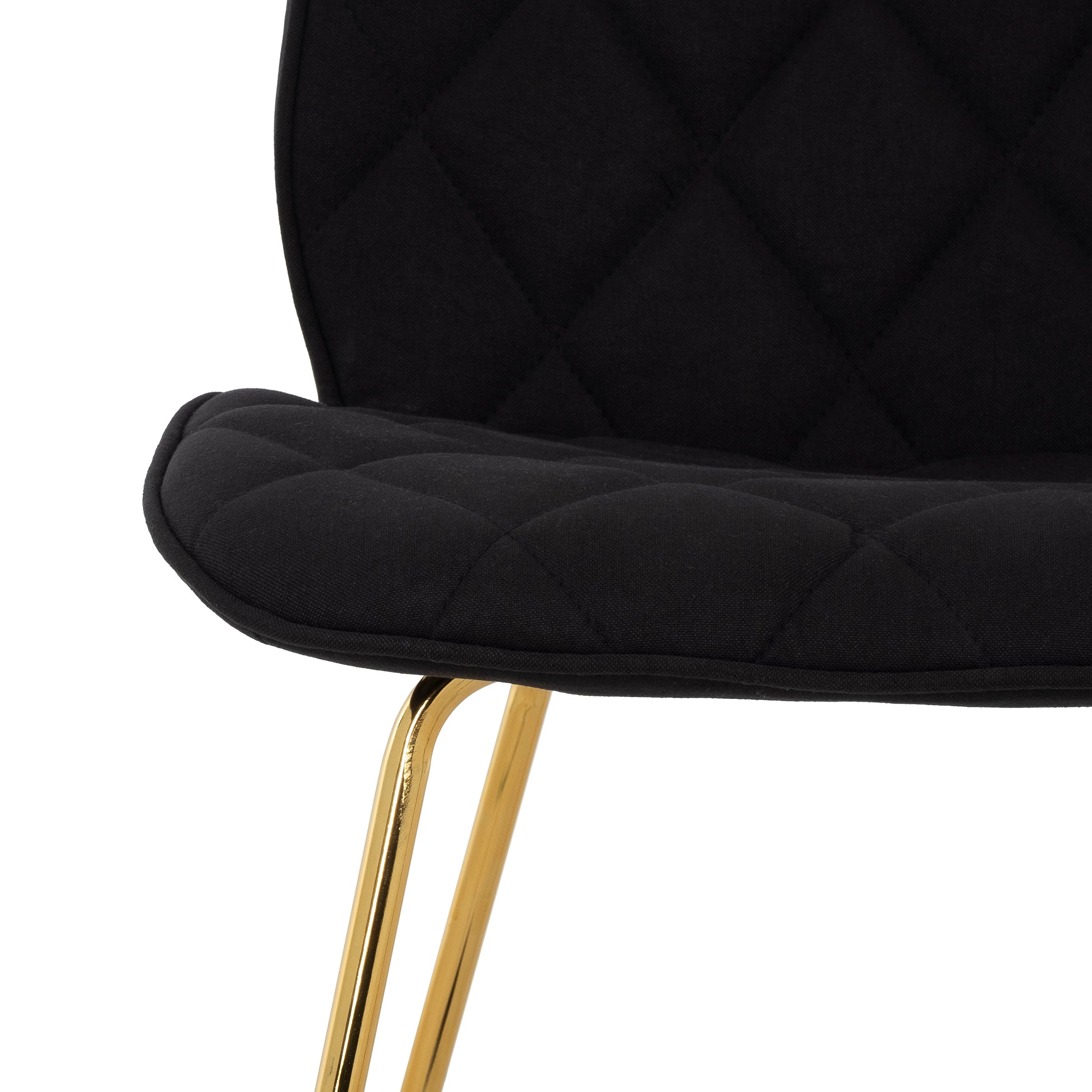 Willow Diamond-Tufted Slipper Chair, Black, Gold Legs-Dining Room-DECOROLALA
