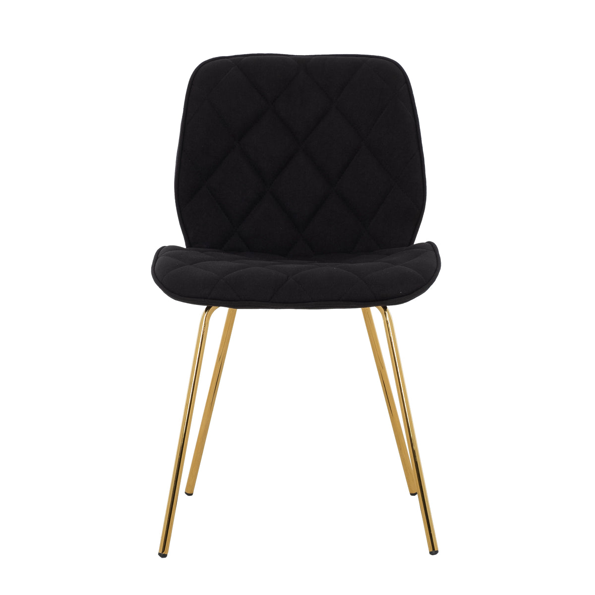 Willow Diamond-Tufted Slipper Chair, Black, Gold Legs-Dining Room-DECOROLALA