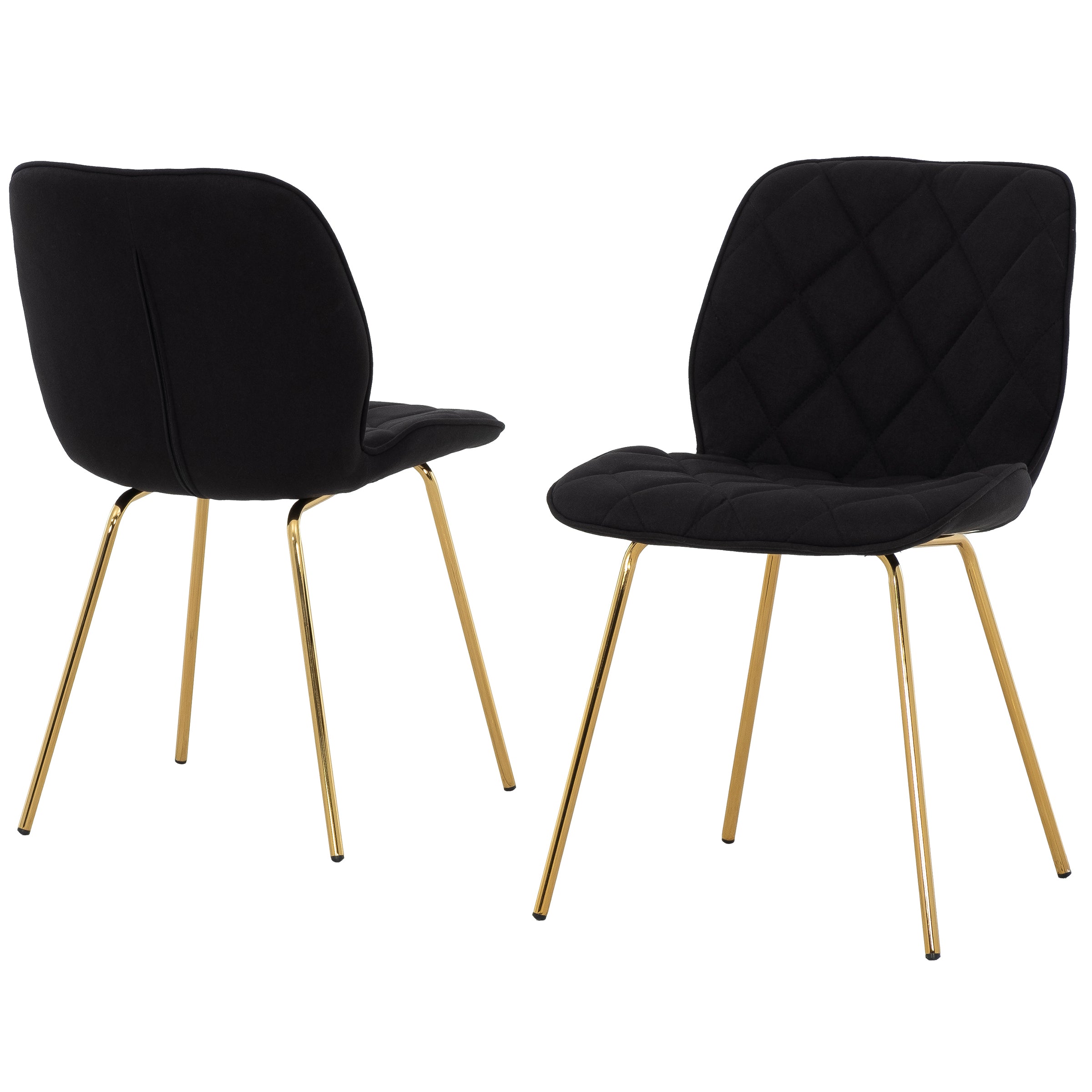 Willow Diamond-Tufted Slipper Chair, Black, Gold Legs-Dining Room-DECOROLALA