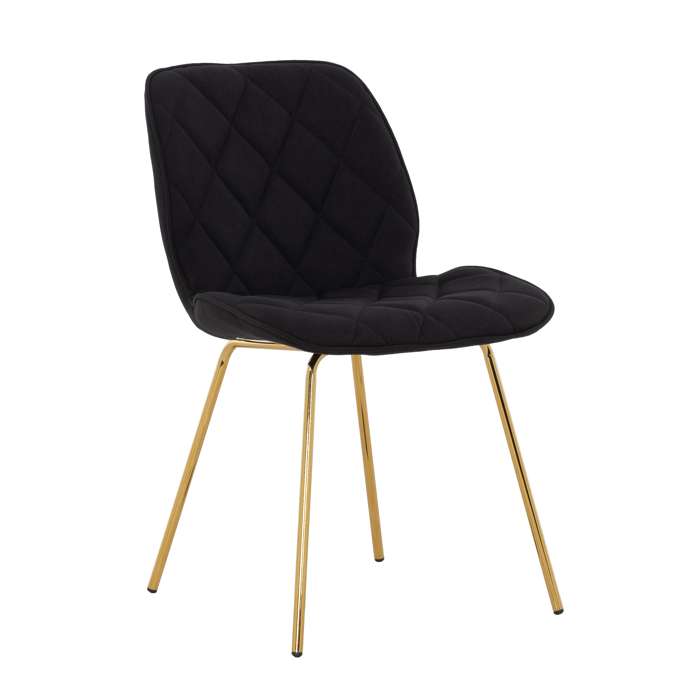 Willow Diamond-Tufted Slipper Chair, Black, Gold Legs-Dining Room-DECOROLALA