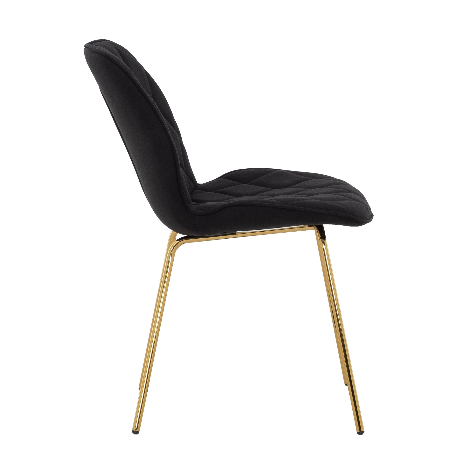 Willow Diamond-Tufted Slipper Chair, Black, Gold Legs-Dining Room-DECOROLALA