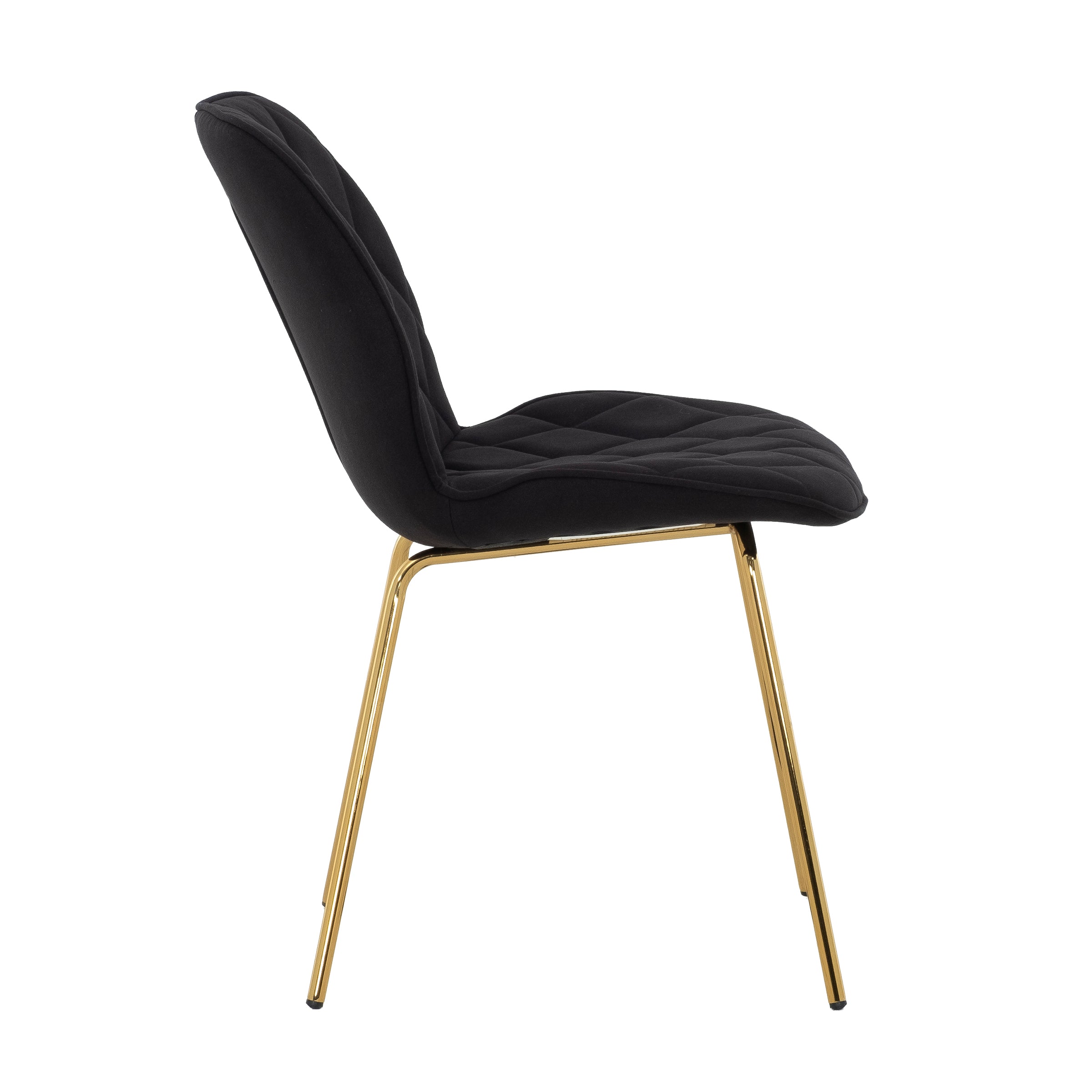 Willow Diamond-Tufted Slipper Chair, Black, Gold Legs-Dining Room-DECOROLALA