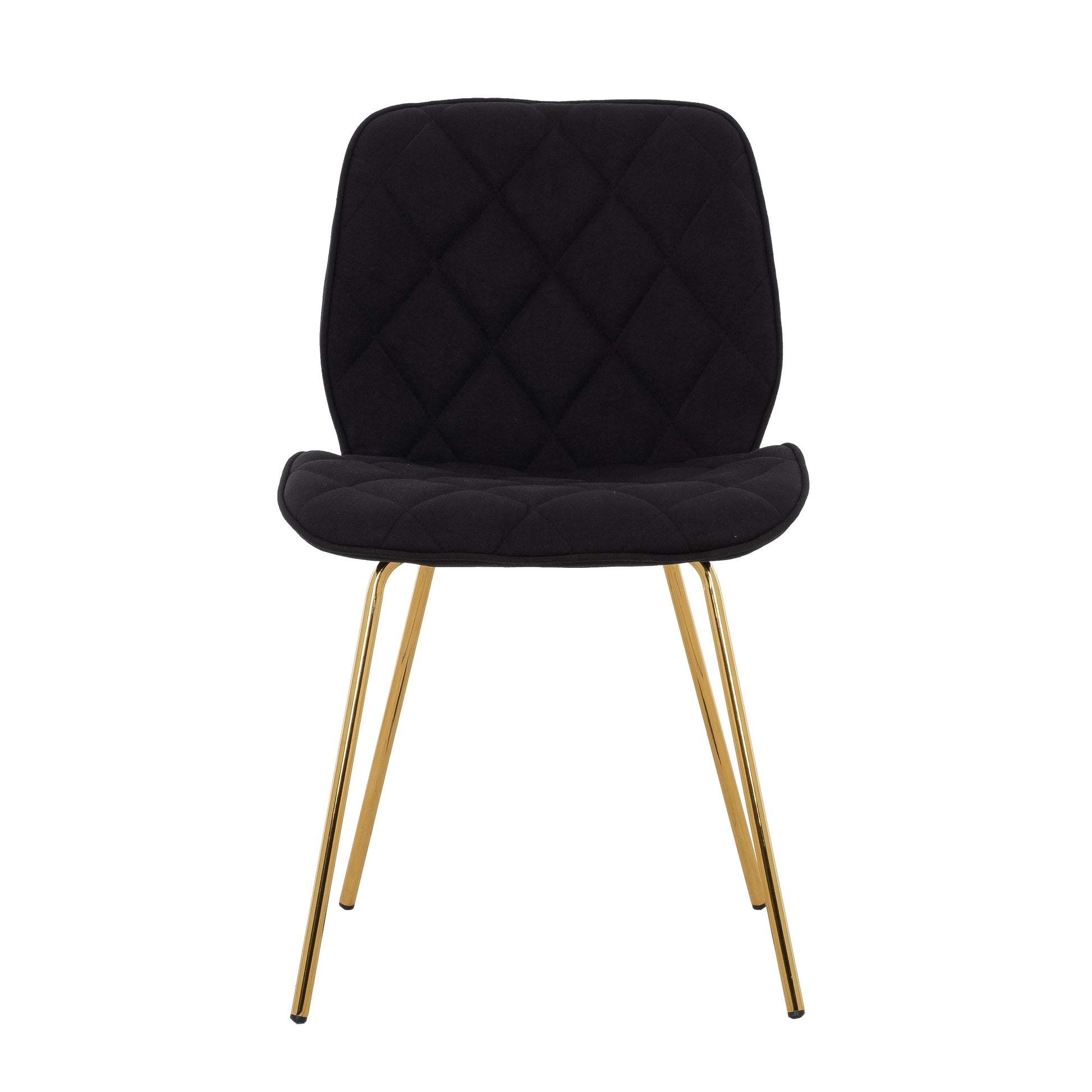 Willow Diamond-Tufted Slipper Chair, Black, Gold Legs-Dining Room-DECOROLALA