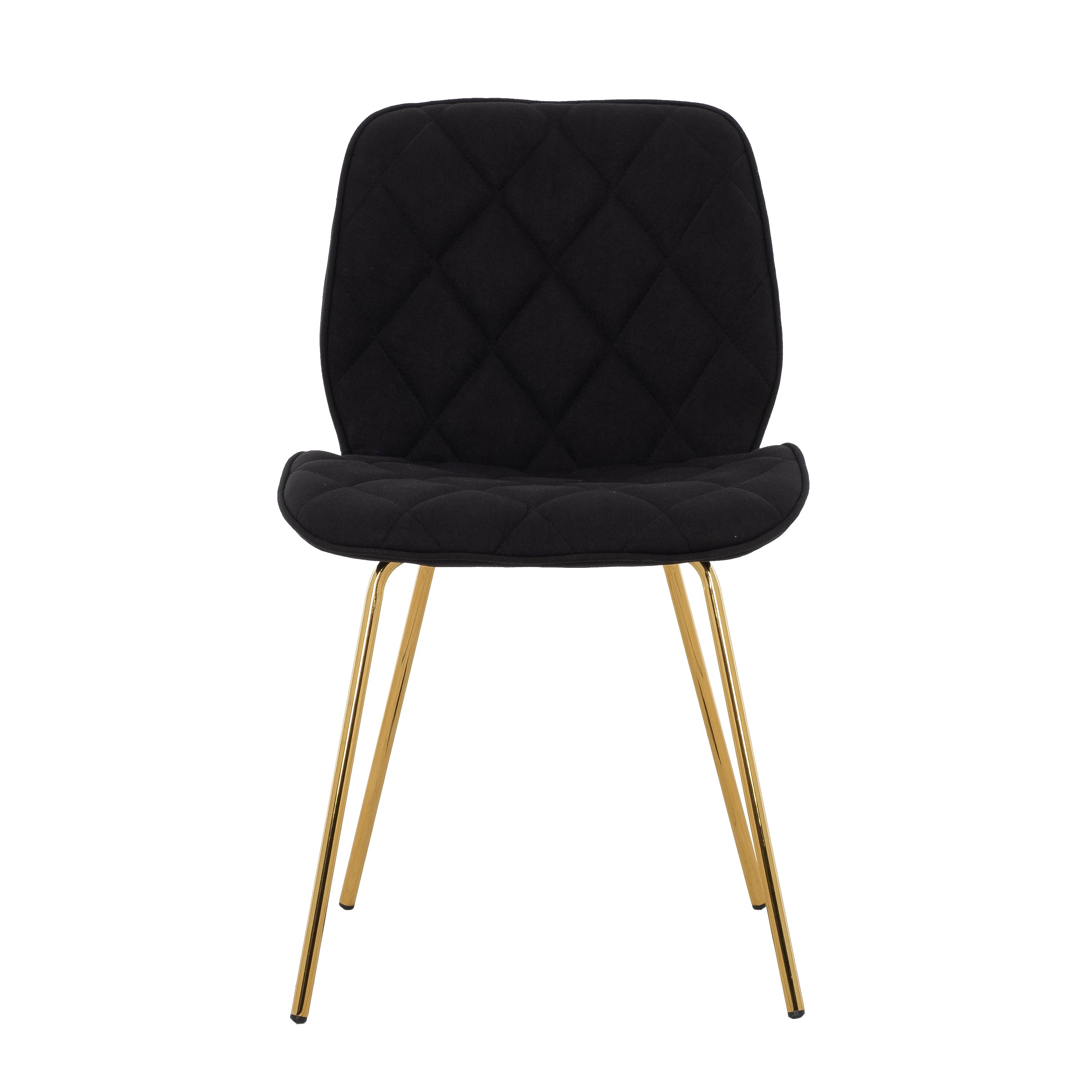 Willow Diamond-Tufted Slipper Chair, Black, Gold Legs-Dining Room-DECOROLALA