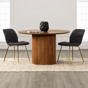 Willow Diamond-Tufted Slipper Chair, Black, Gold Legs-Dining Room-DECOROLALA