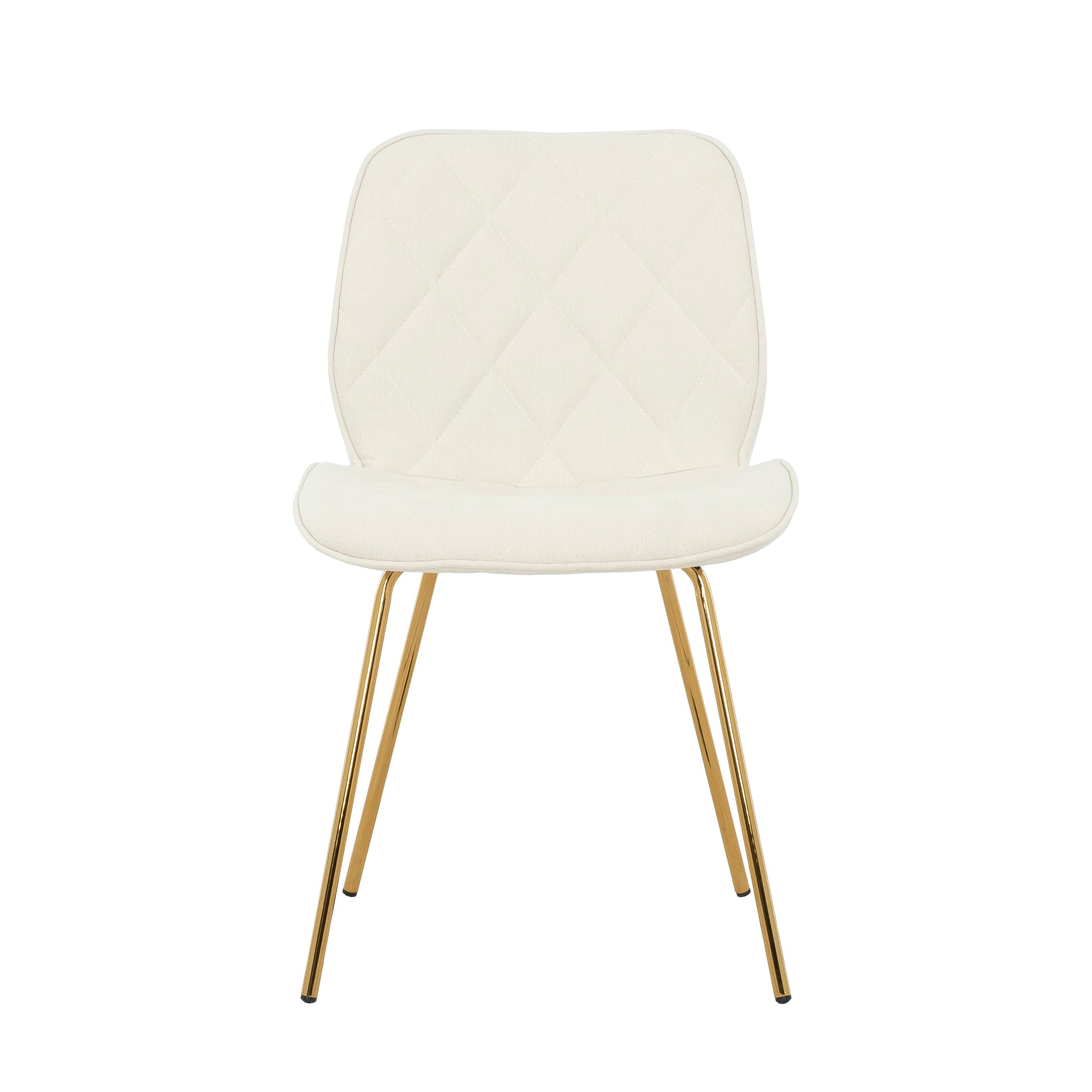 Willow Diamond-Tufted Slipper Chair, Cream, Gold Legs (2-Pack)-Dining Room-DECOROLALA