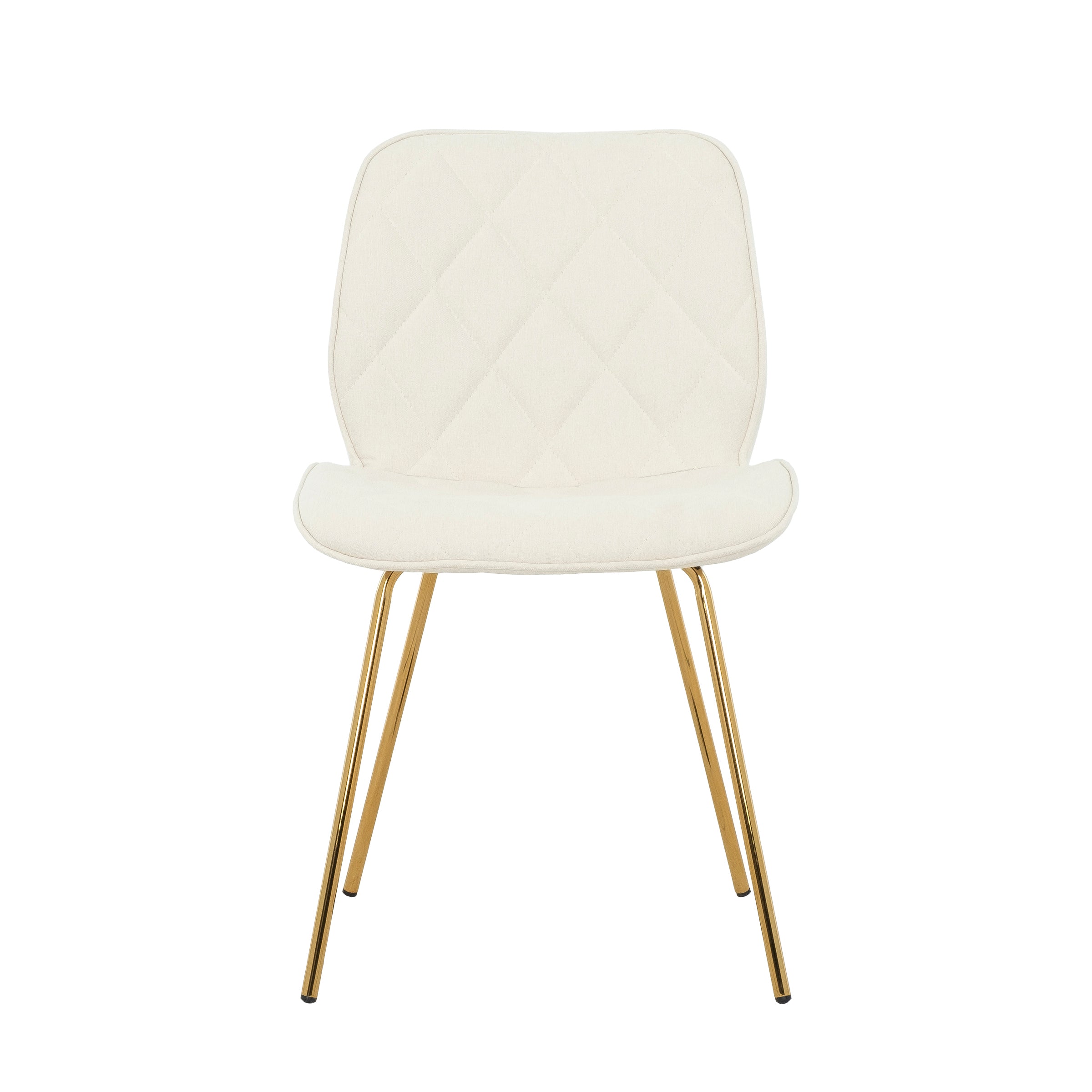 Willow Diamond-Tufted Slipper Chair, Cream, Gold Legs (2-Pack)-Dining Room-DECOROLALA