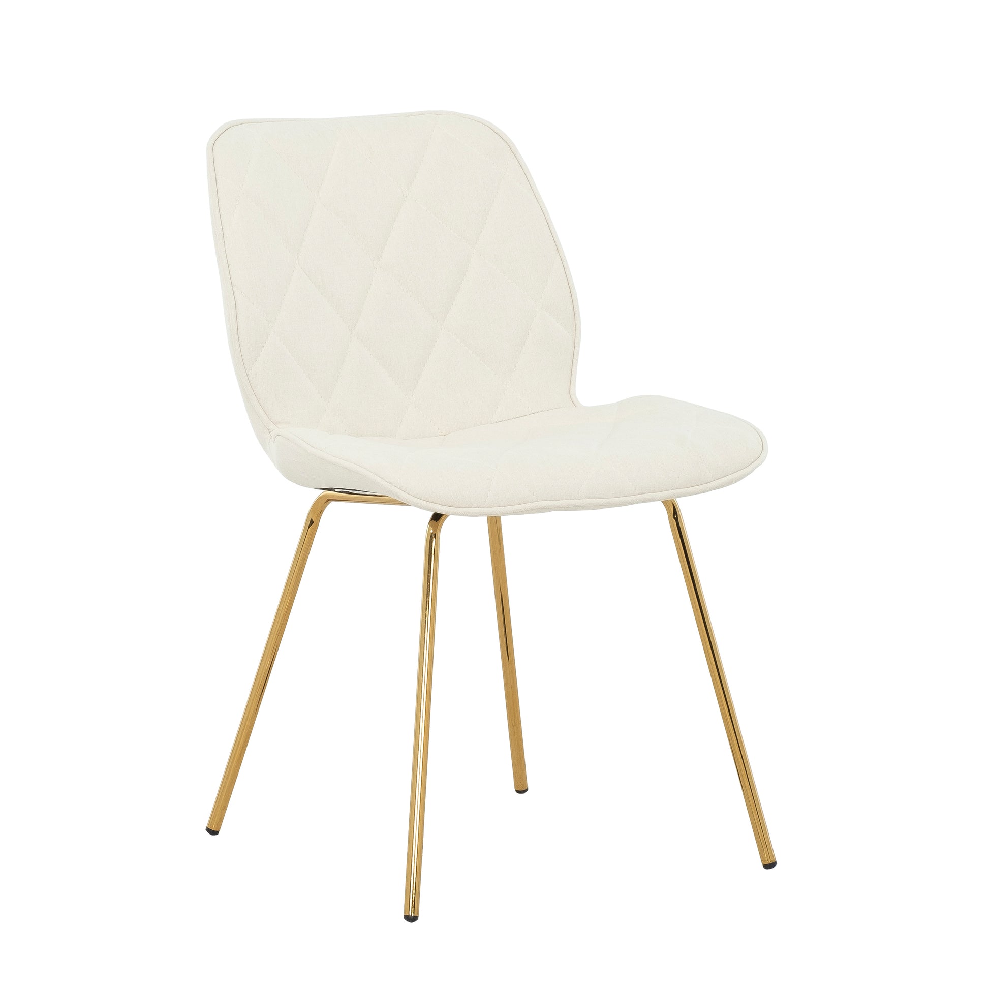 Willow Diamond-Tufted Slipper Chair, Cream, Gold Legs (2-Pack)-Dining Room-DECOROLALA