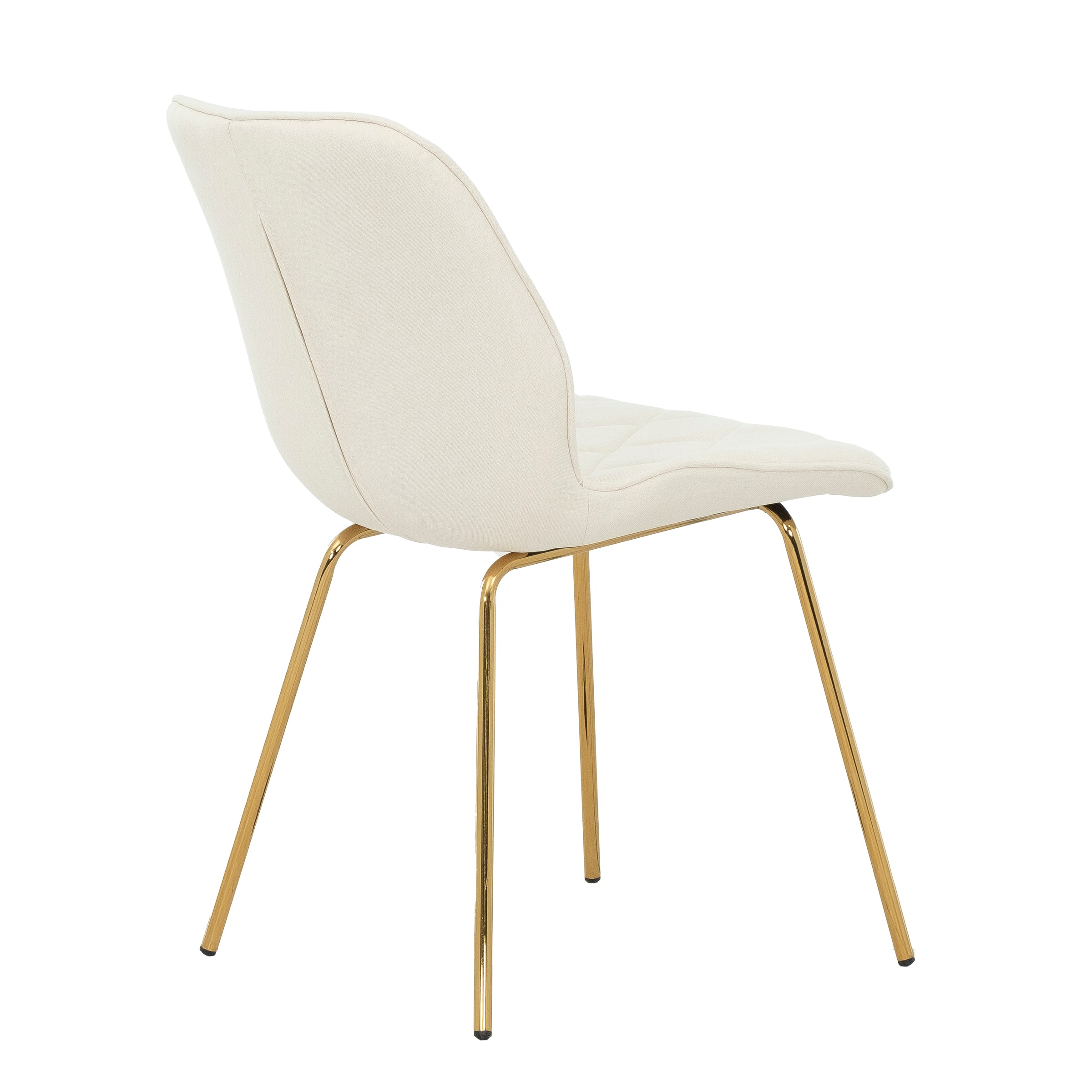 Willow Diamond-Tufted Slipper Chair, Cream, Gold Legs (2-Pack)-Dining Room-DECOROLALA